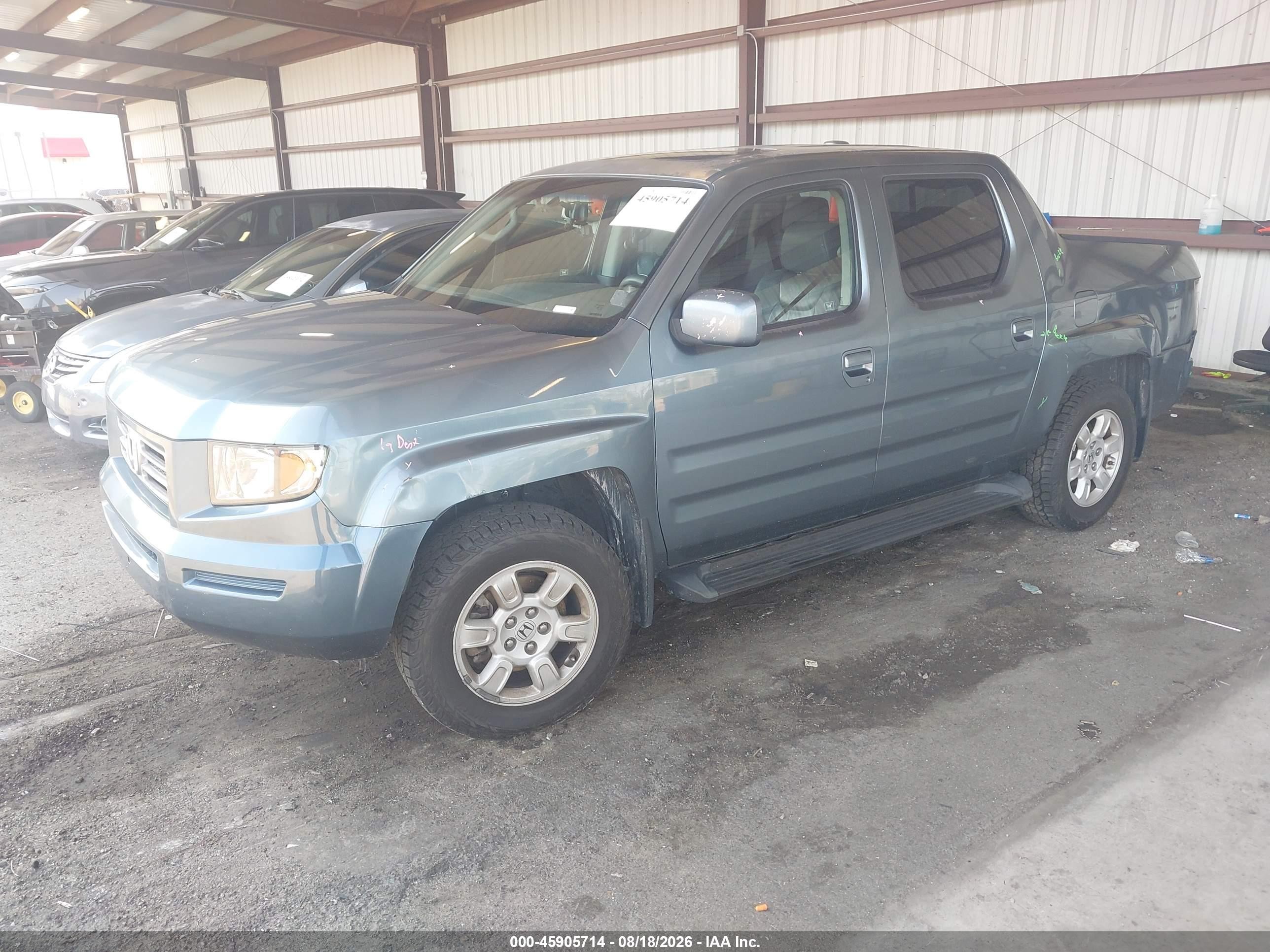 2007 Honda Ridgeline Rtl Green vin: 2HJYK16567H524826