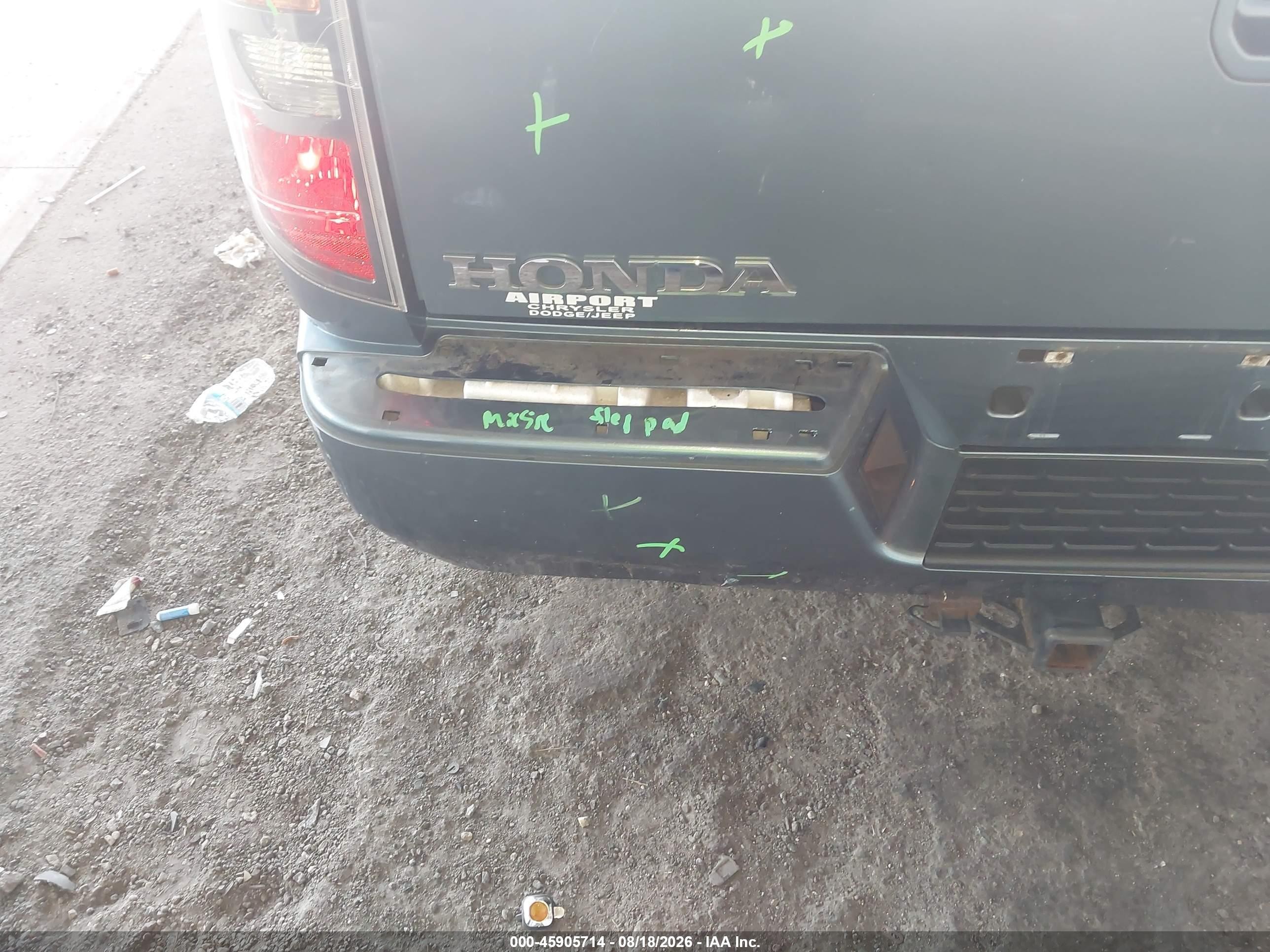 2007 Honda Ridgeline Rtl Green vin: 2HJYK16567H524826