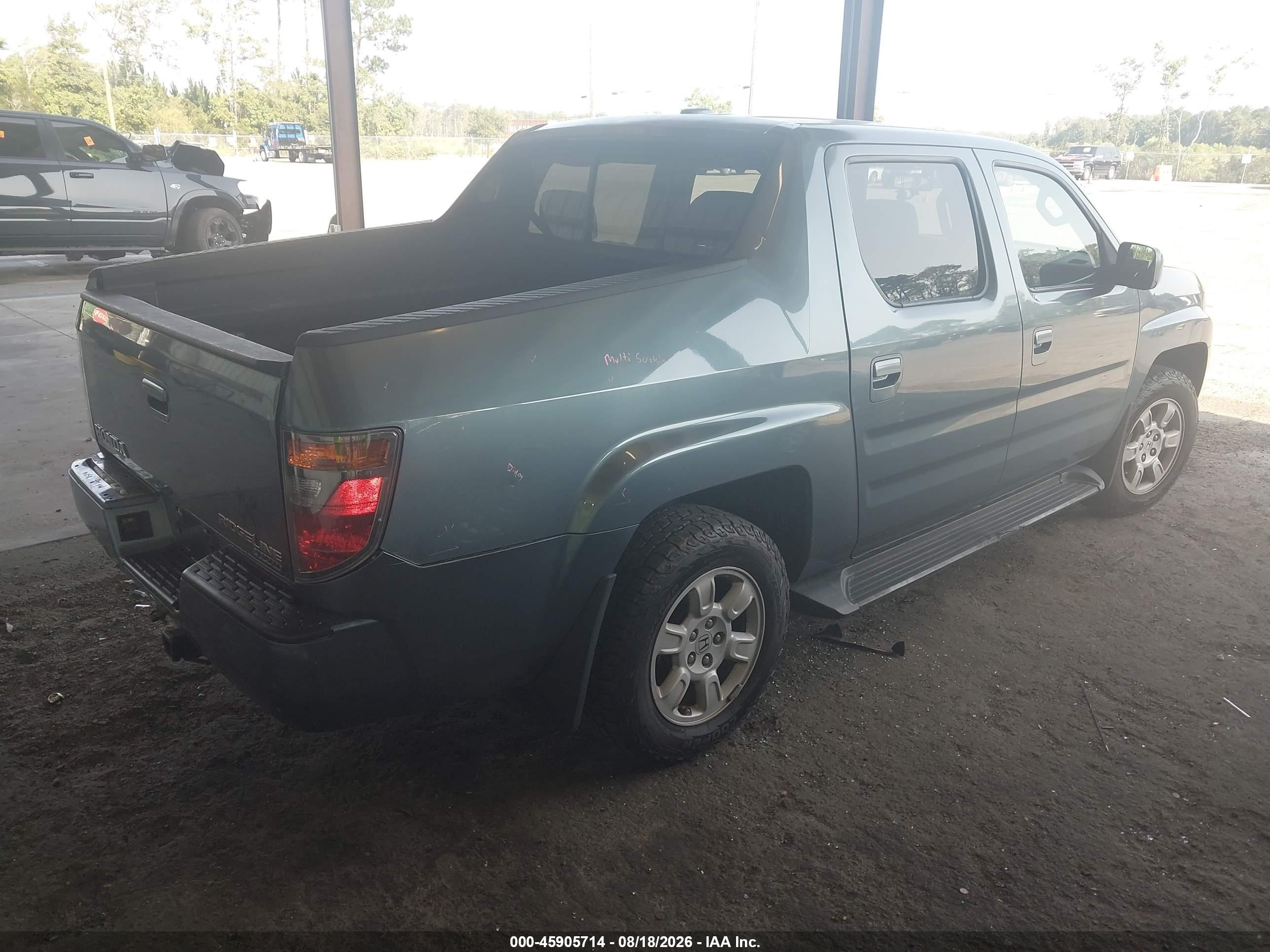 2007 Honda Ridgeline Rtl Green vin: 2HJYK16567H524826