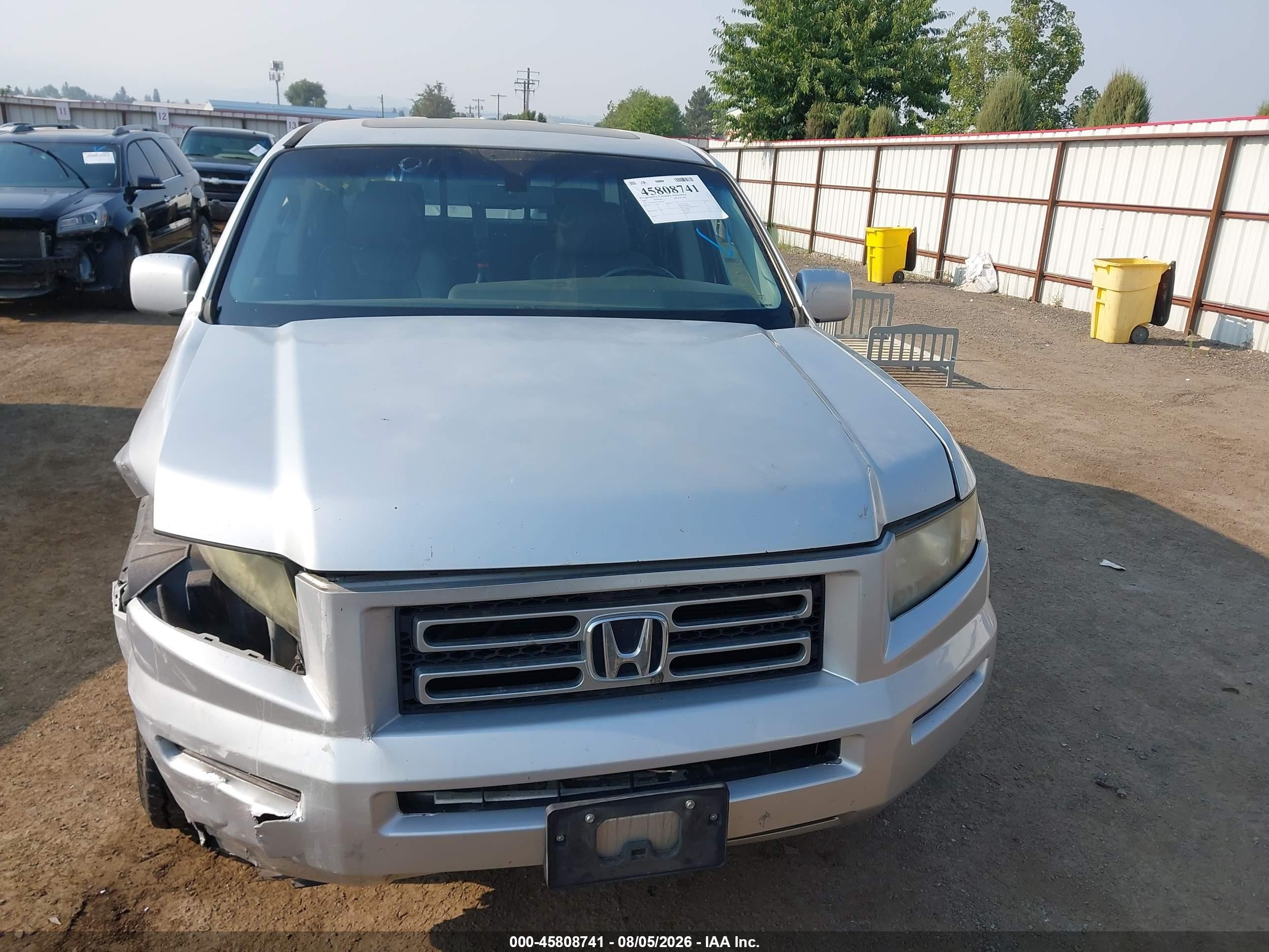2007 Honda Ridgeline Rtl Silver vin: 2HJYK16567H548768