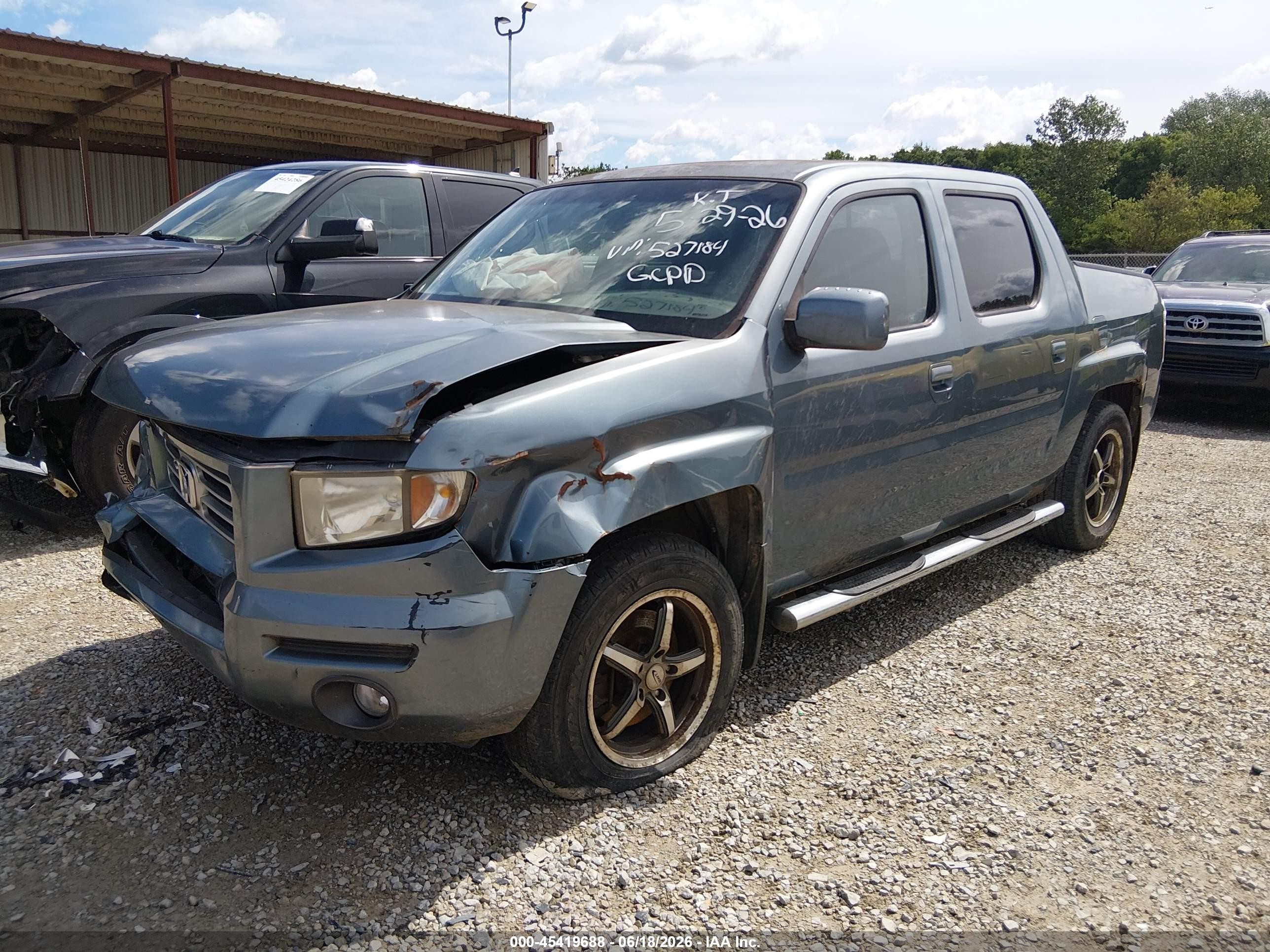 2007 Honda Ridgeline Rtl Light Blue vin: 2HJYK16577H527184