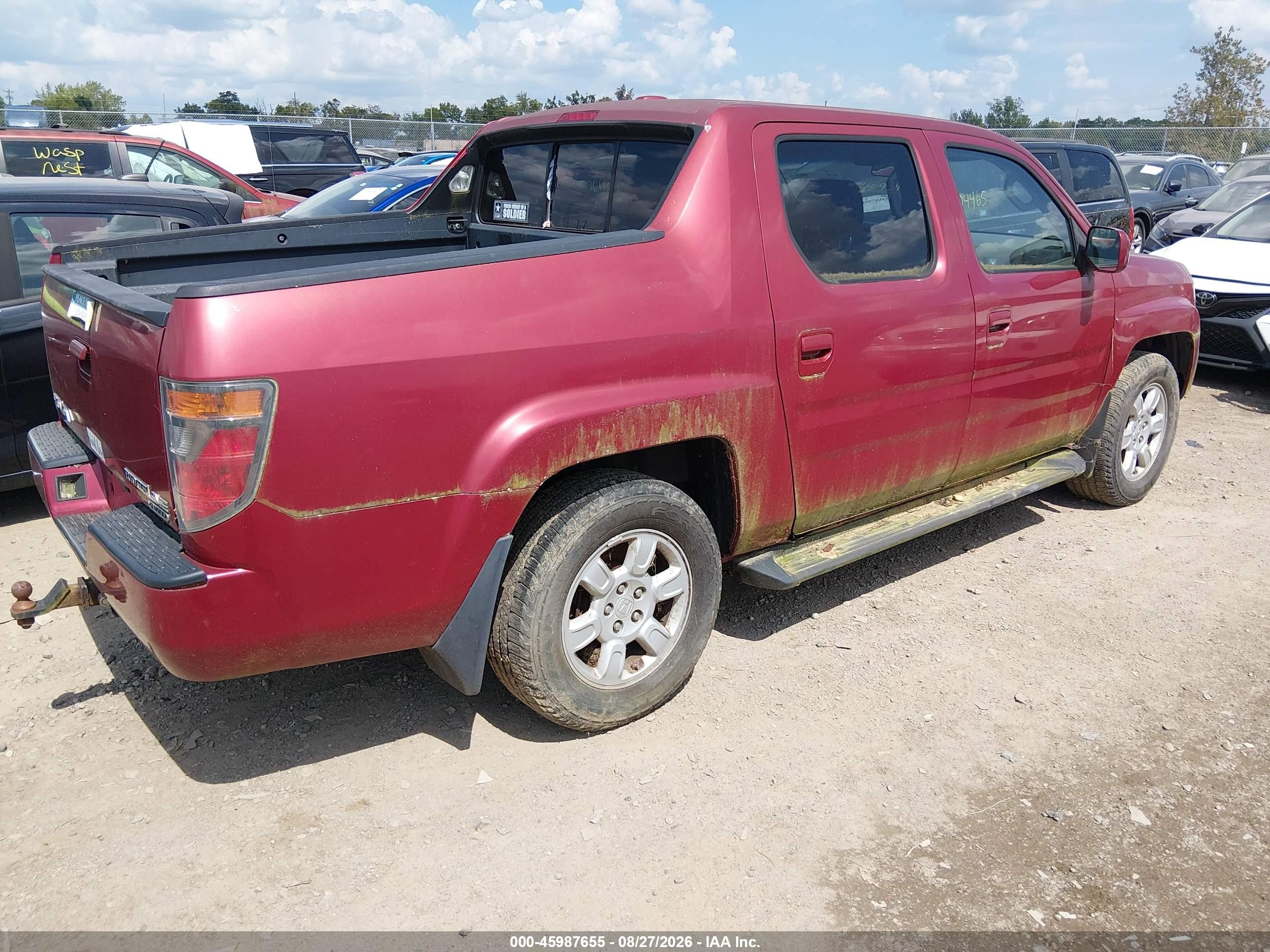 2006 Honda Ridgeline Rtl Maroon vin: 2HJYK16586H521845
