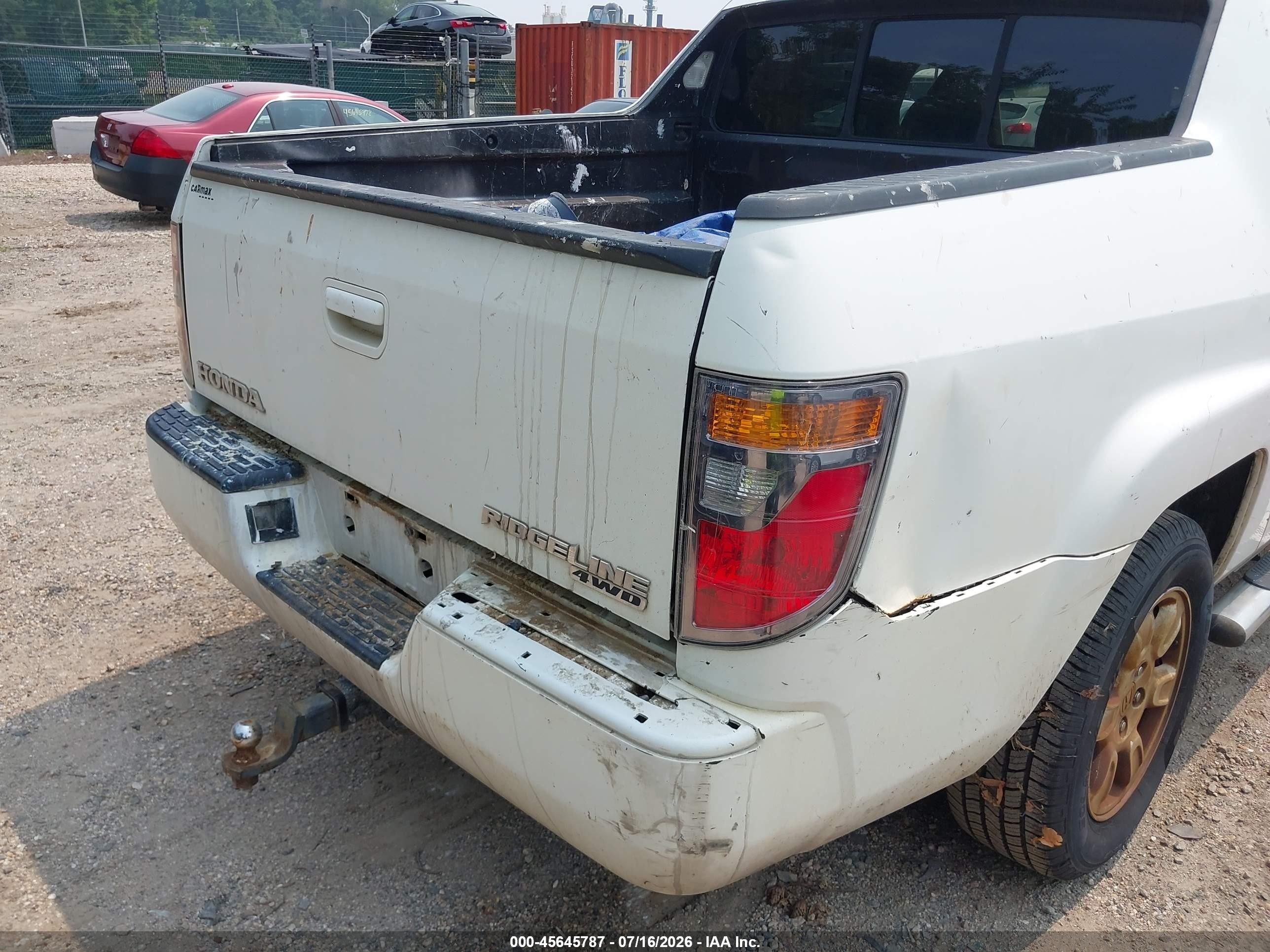 2007 Honda Ridgeline Rtl White vin: 2HJYK16587H506618