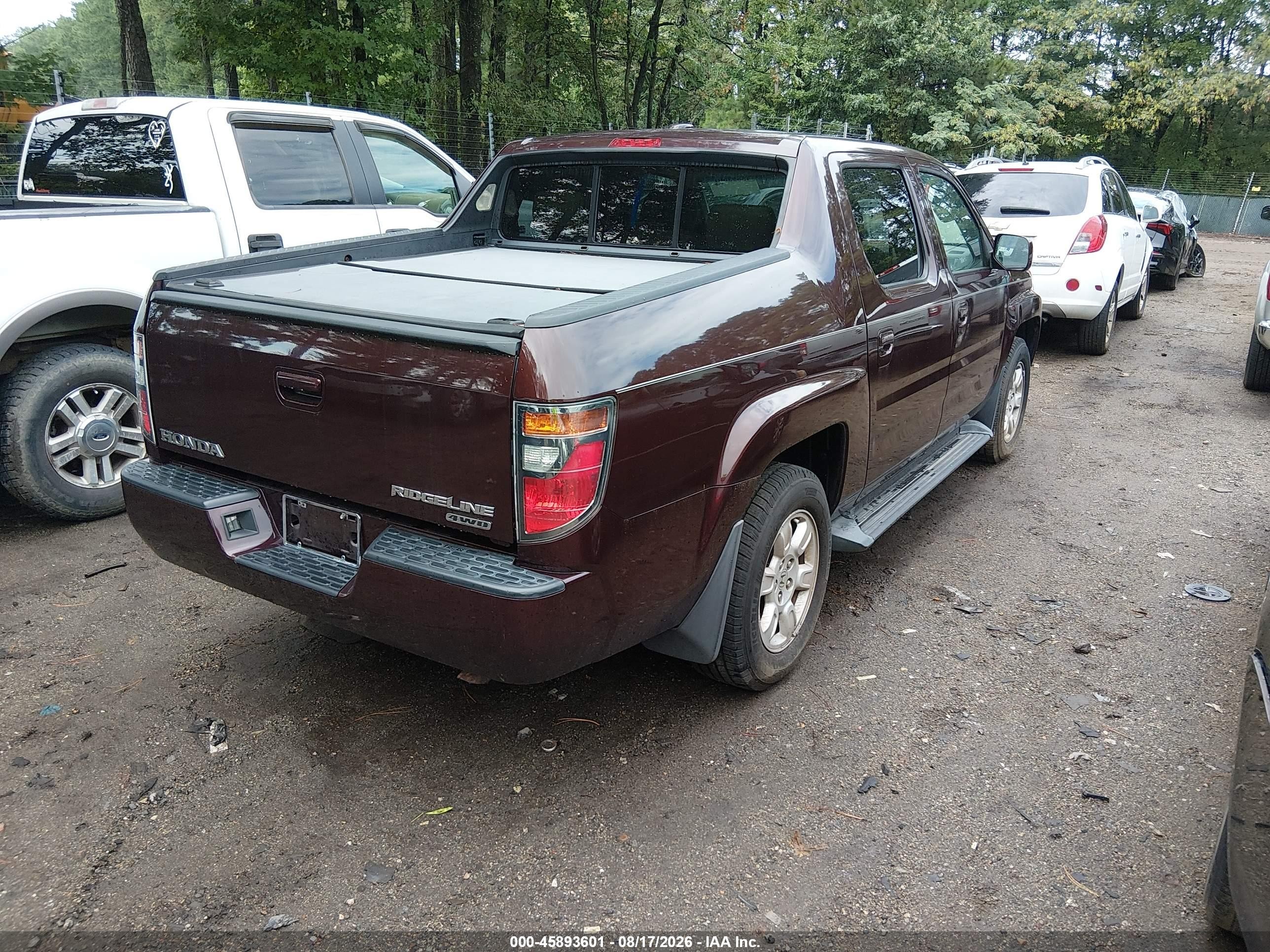 2007 Honda Ridgeline Rtl Maroon vin: 2HJYK16587H516890