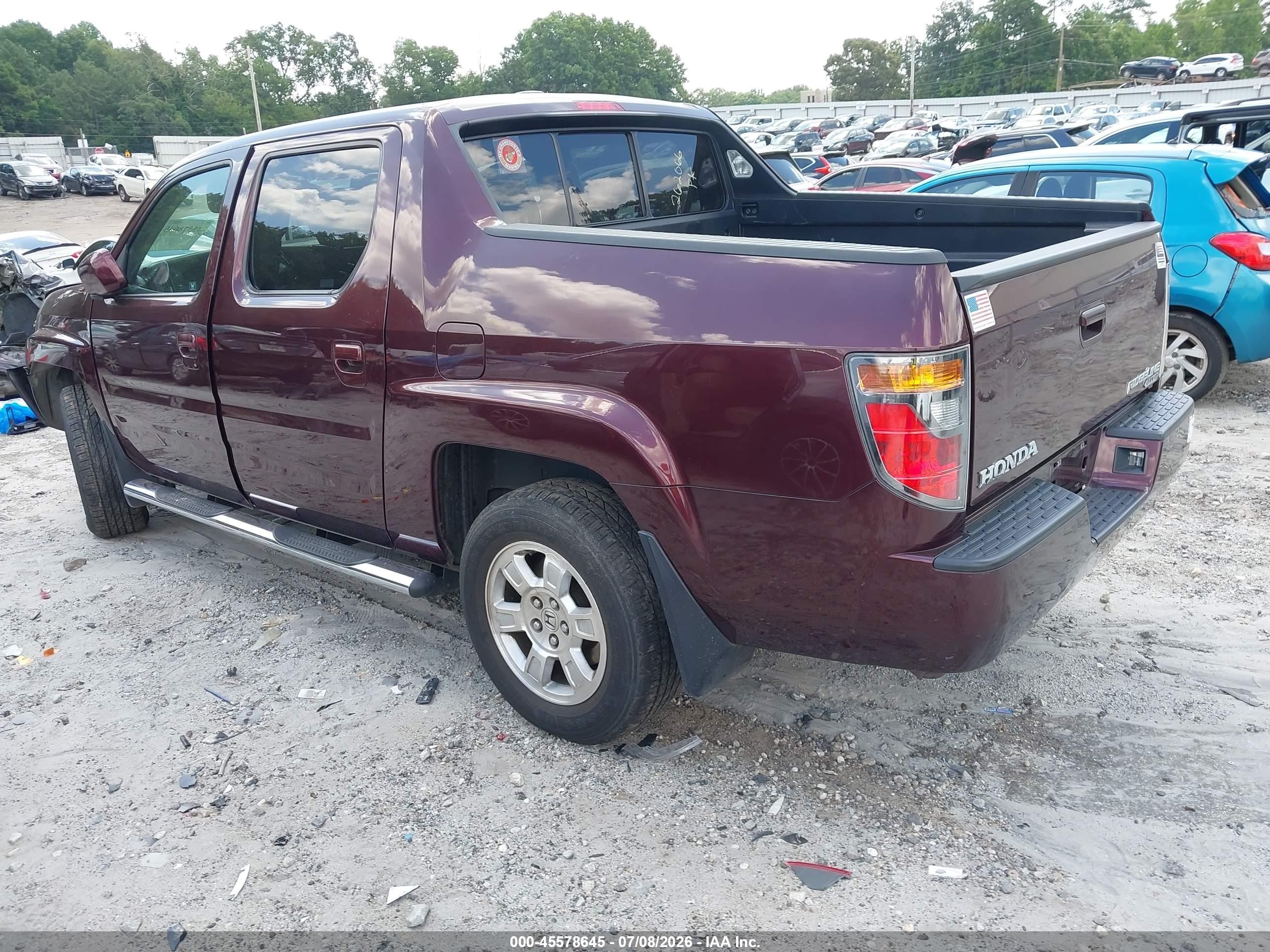 2008 Honda Ridgeline Rtl Burgundy vin: 2HJYK16588H537885