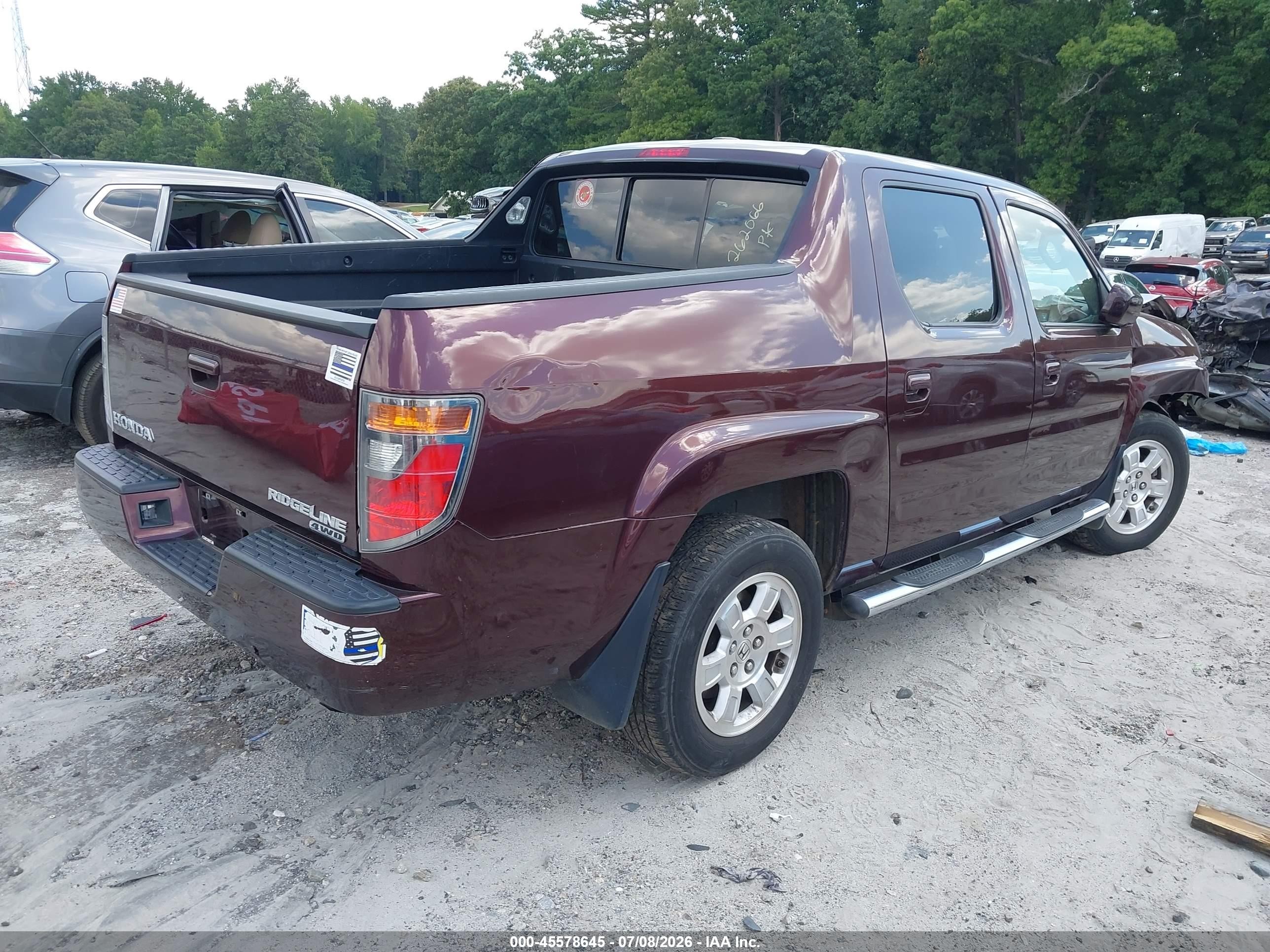 2008 Honda Ridgeline Rtl Burgundy vin: 2HJYK16588H537885