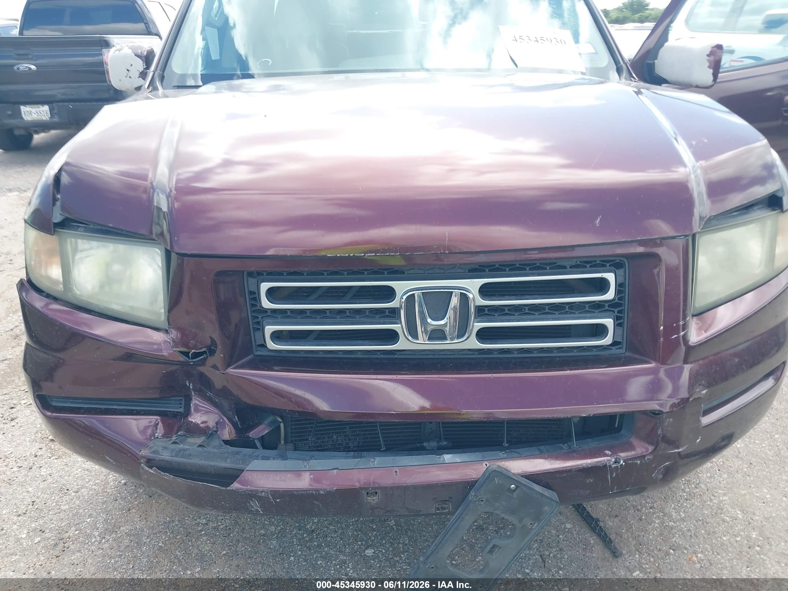 2008 Honda Ridgeline Rtl Maroon vin: 2HJYK16598H539564