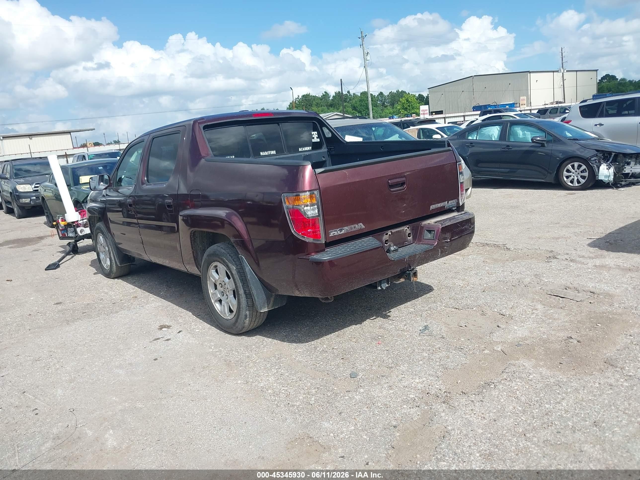 2008 Honda Ridgeline Rtl Maroon vin: 2HJYK16598H539564