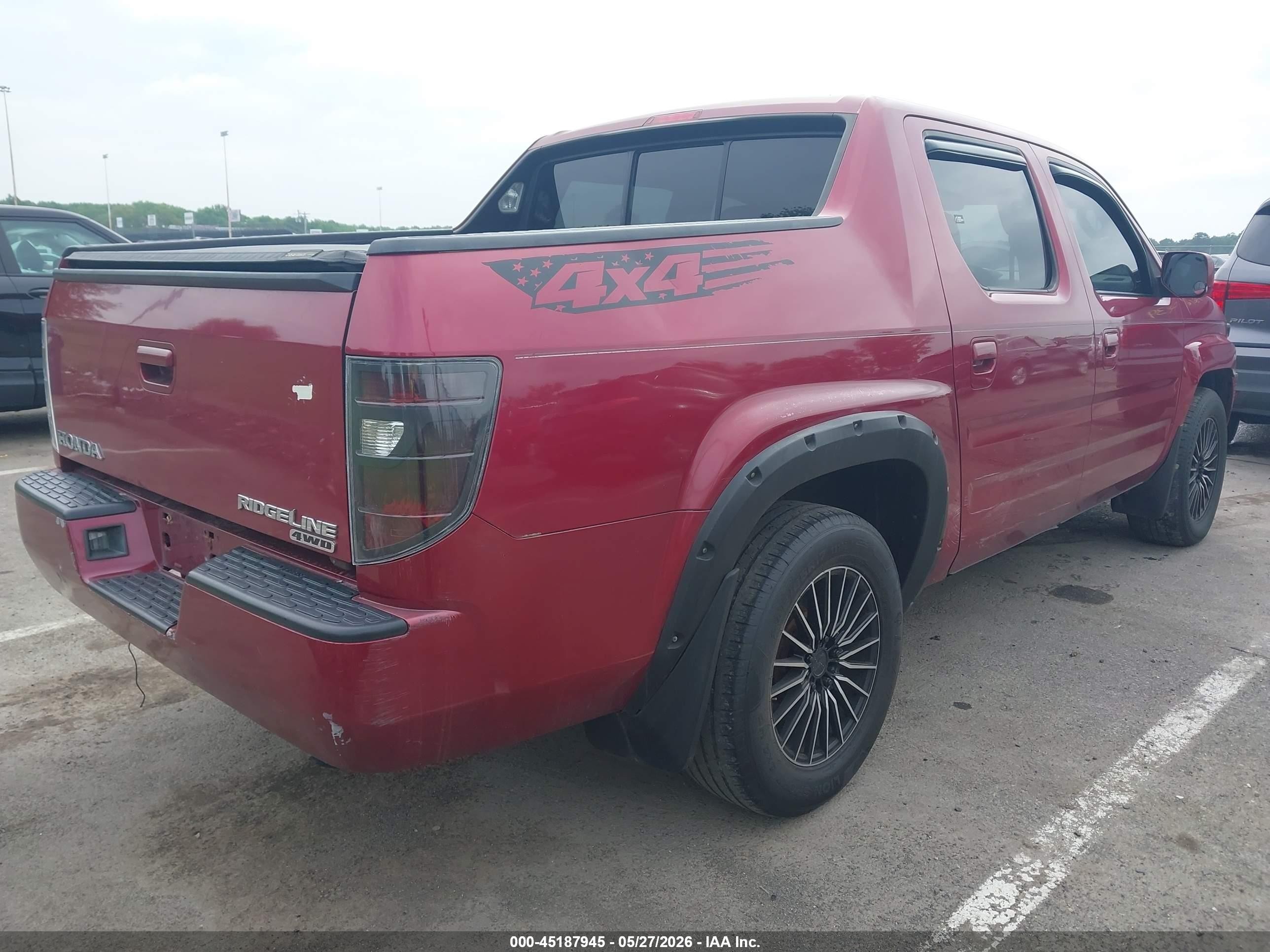 2006 Honda Ridgeline Rtl Красный vin: 2HJYK165X6H517697