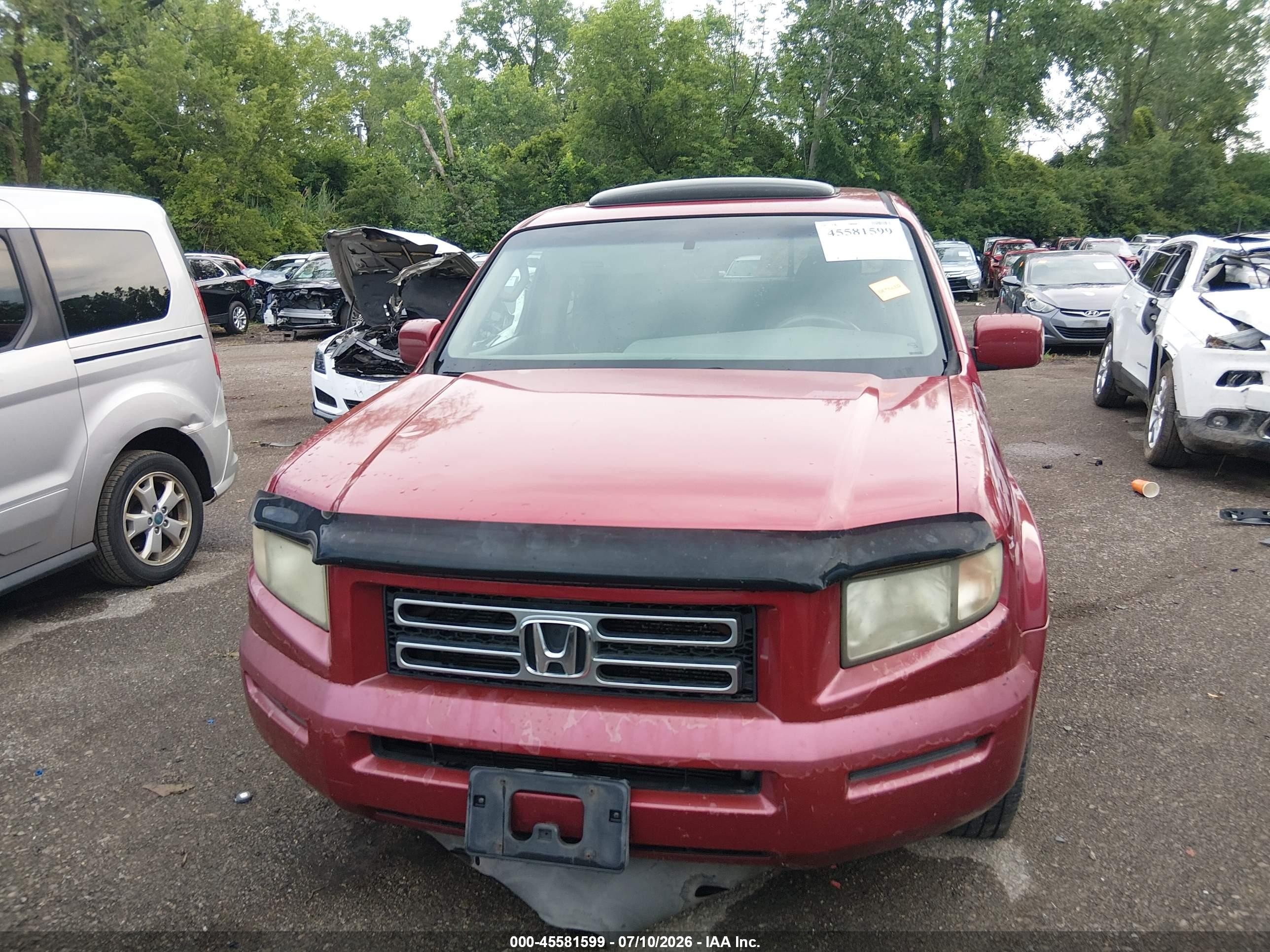 2006 Honda Ridgeline Rtl Красный vin: 2HJYK165X6H528540