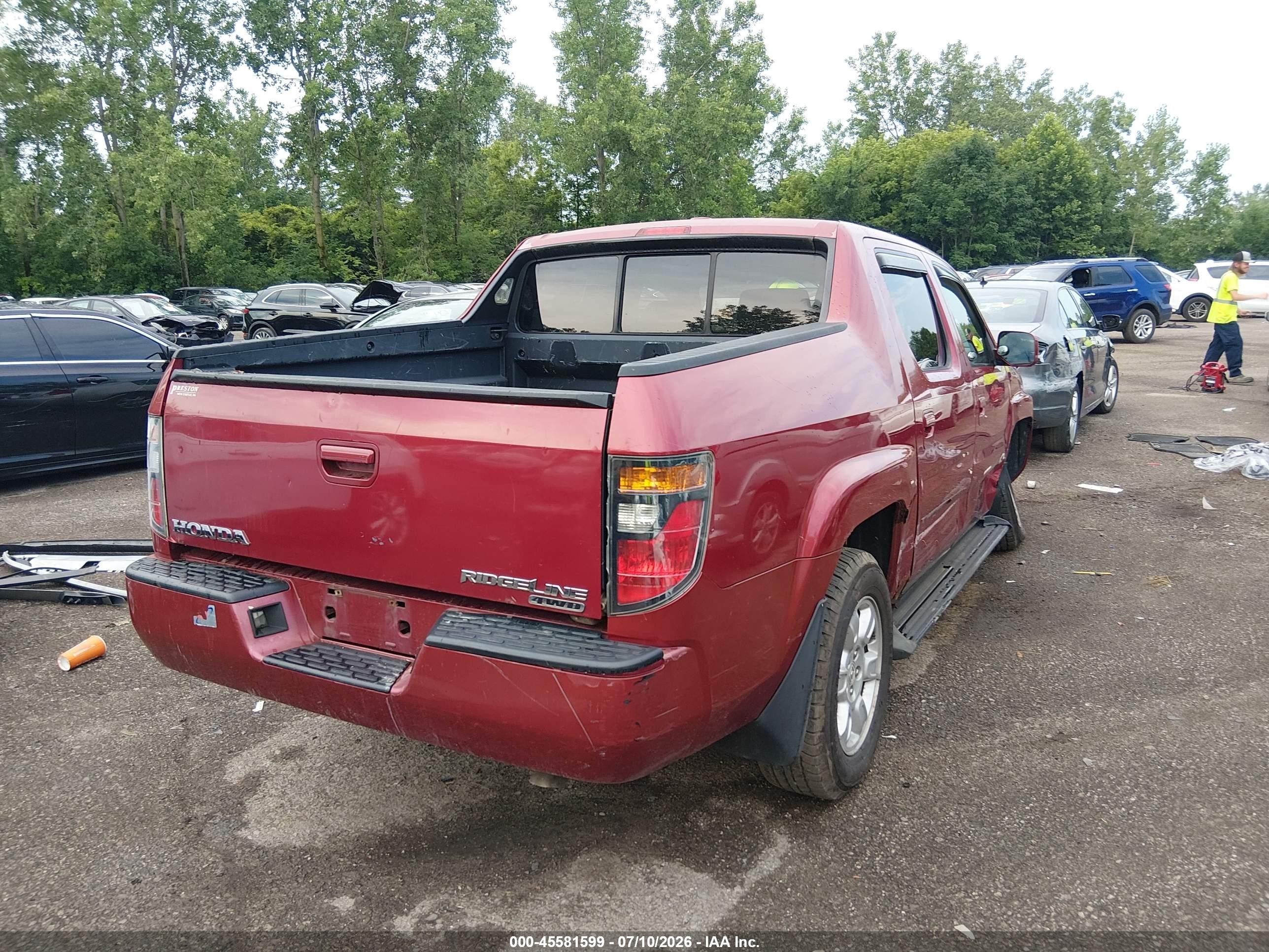 2006 Honda Ridgeline Rtl Красный vin: 2HJYK165X6H528540