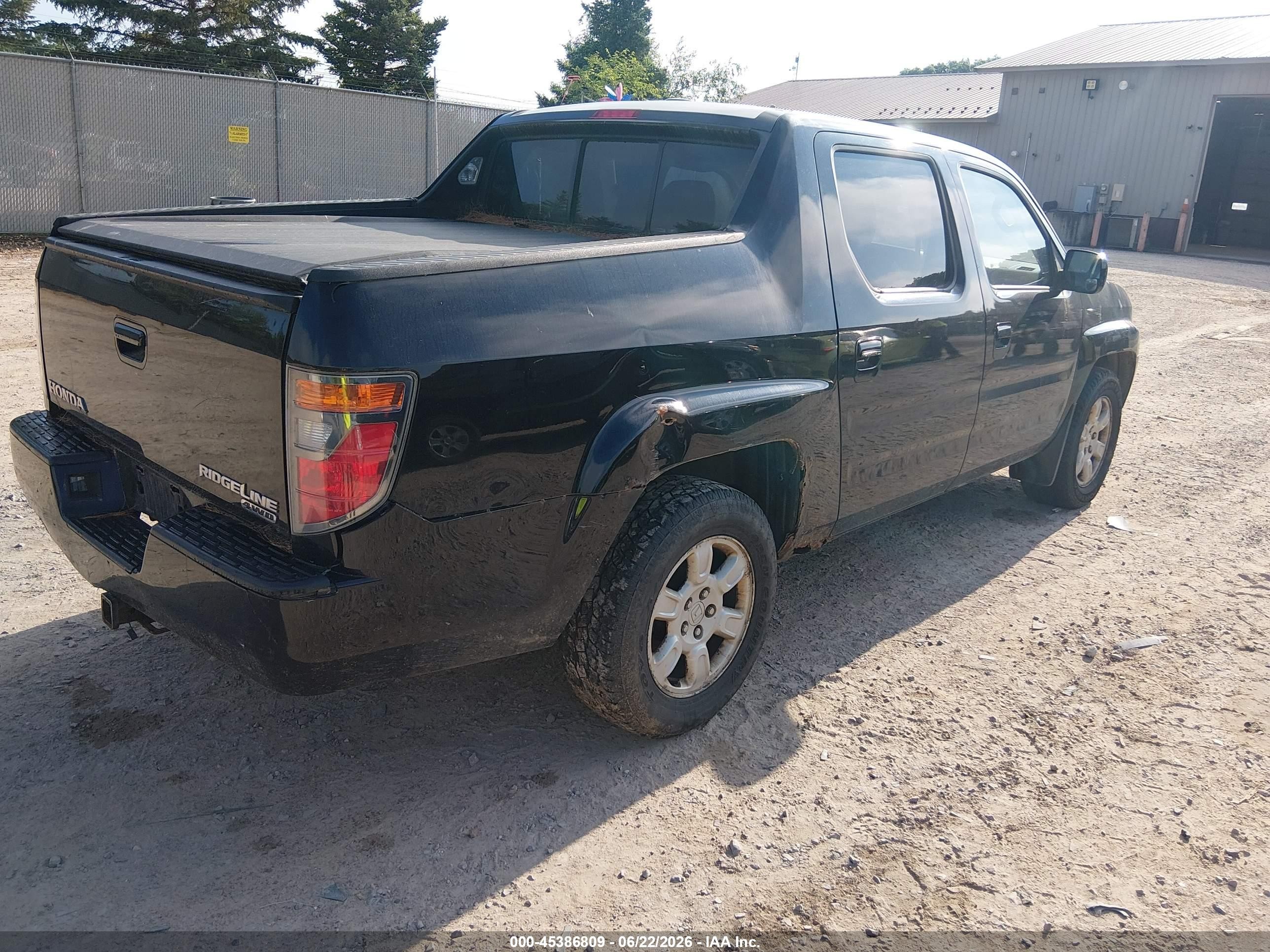 2007 Honda Ridgeline Rtl Black vin: 2HJYK165X7H509696