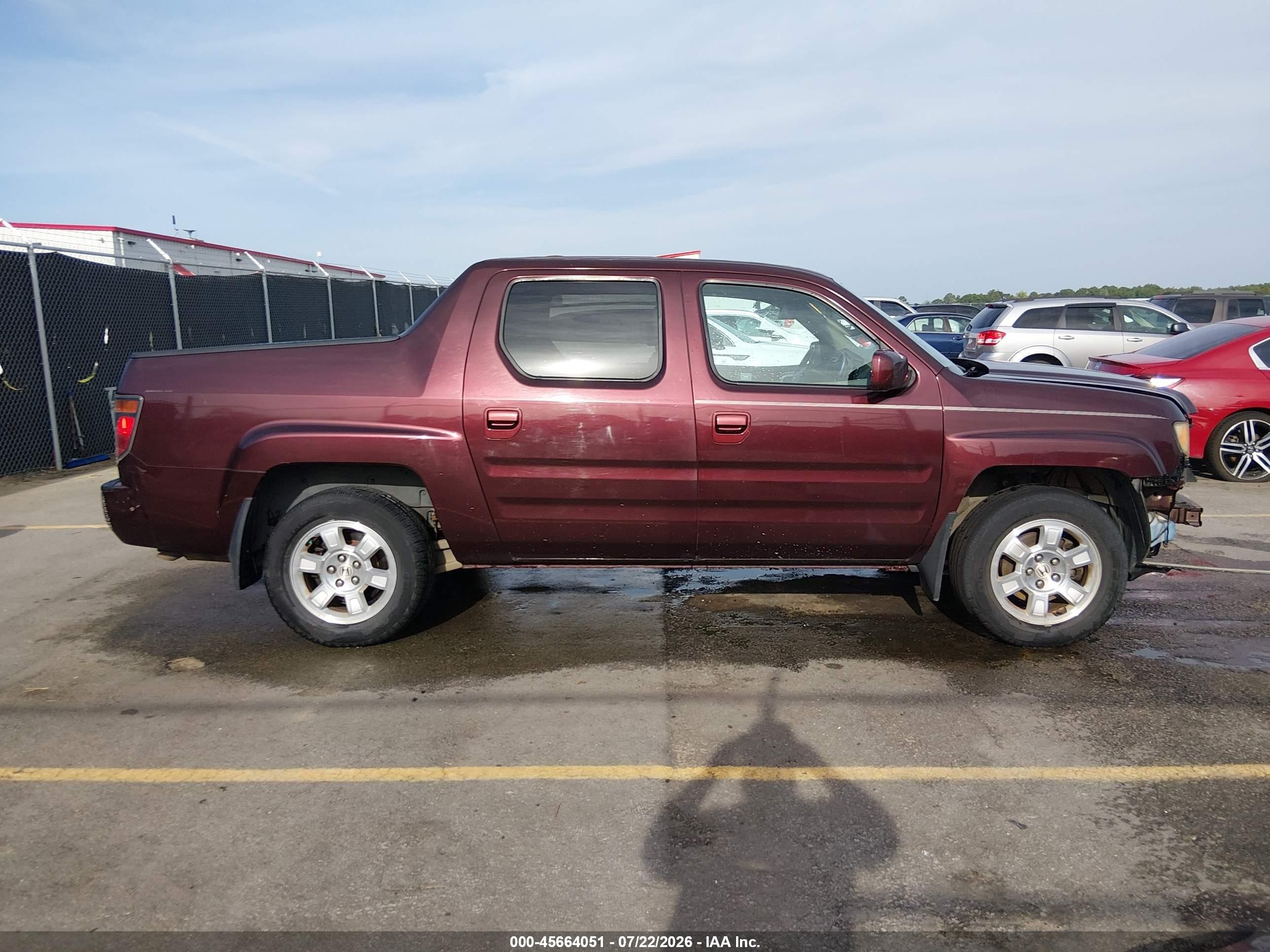 2008 Honda Ridgeline Rtl Burgundy vin: 2HJYK165X8H537323