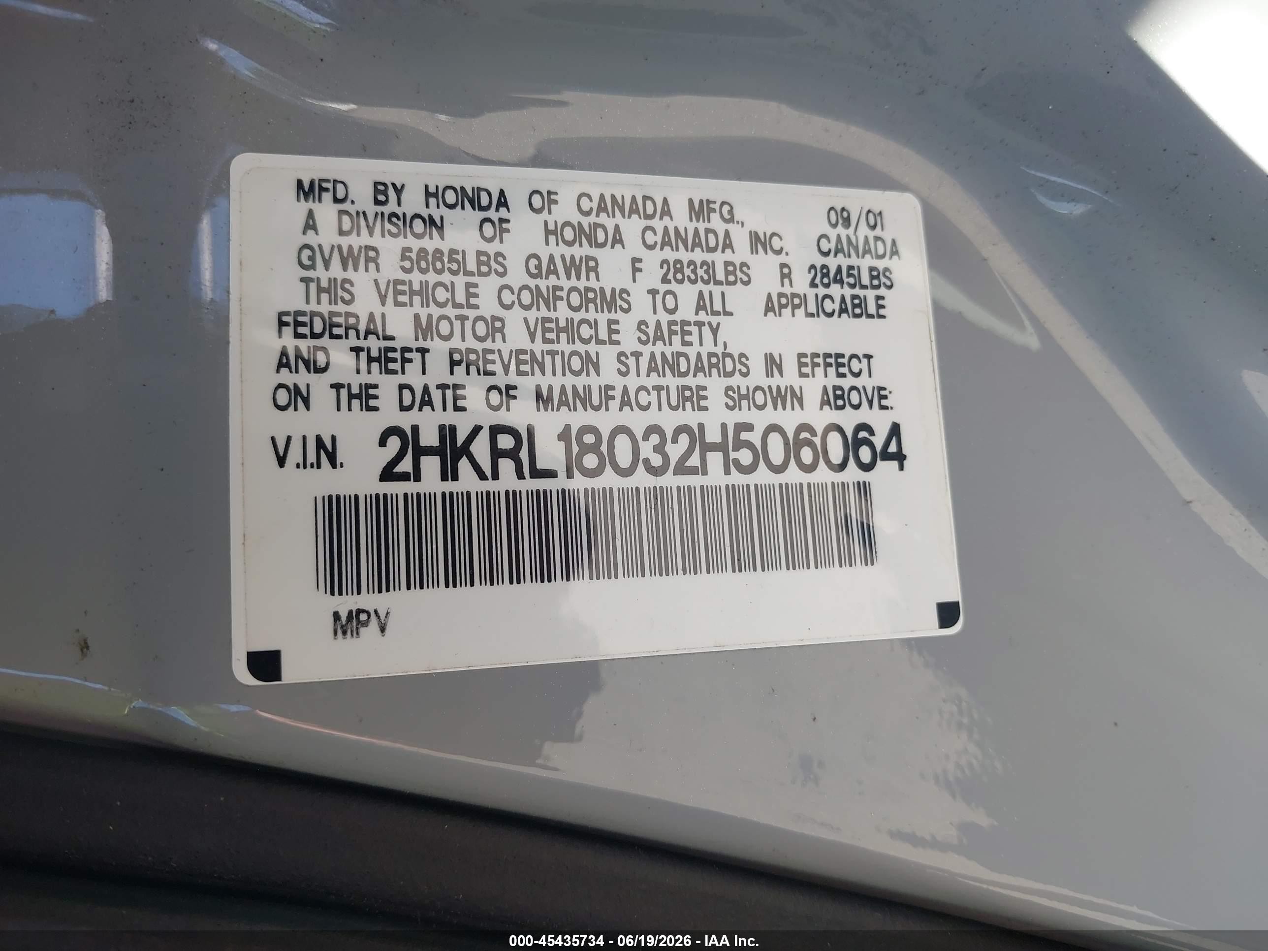 2002 Honda Odyssey Ex-l Gray vin: 2HKRL18032H506064