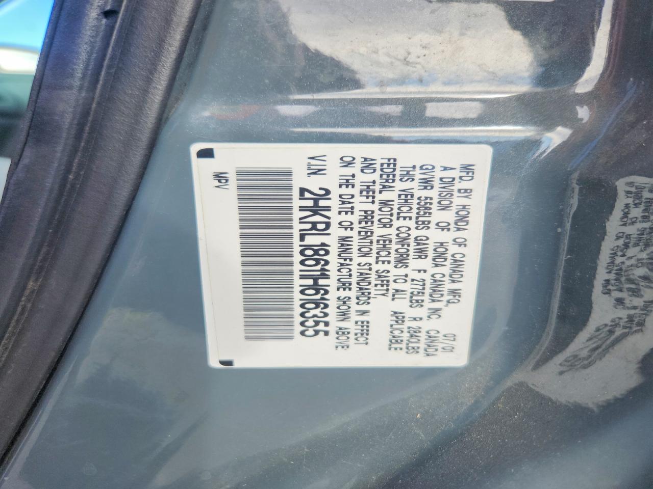 2001 Honda Odyssey Ex Silver vin: 2HKRL18611H616355