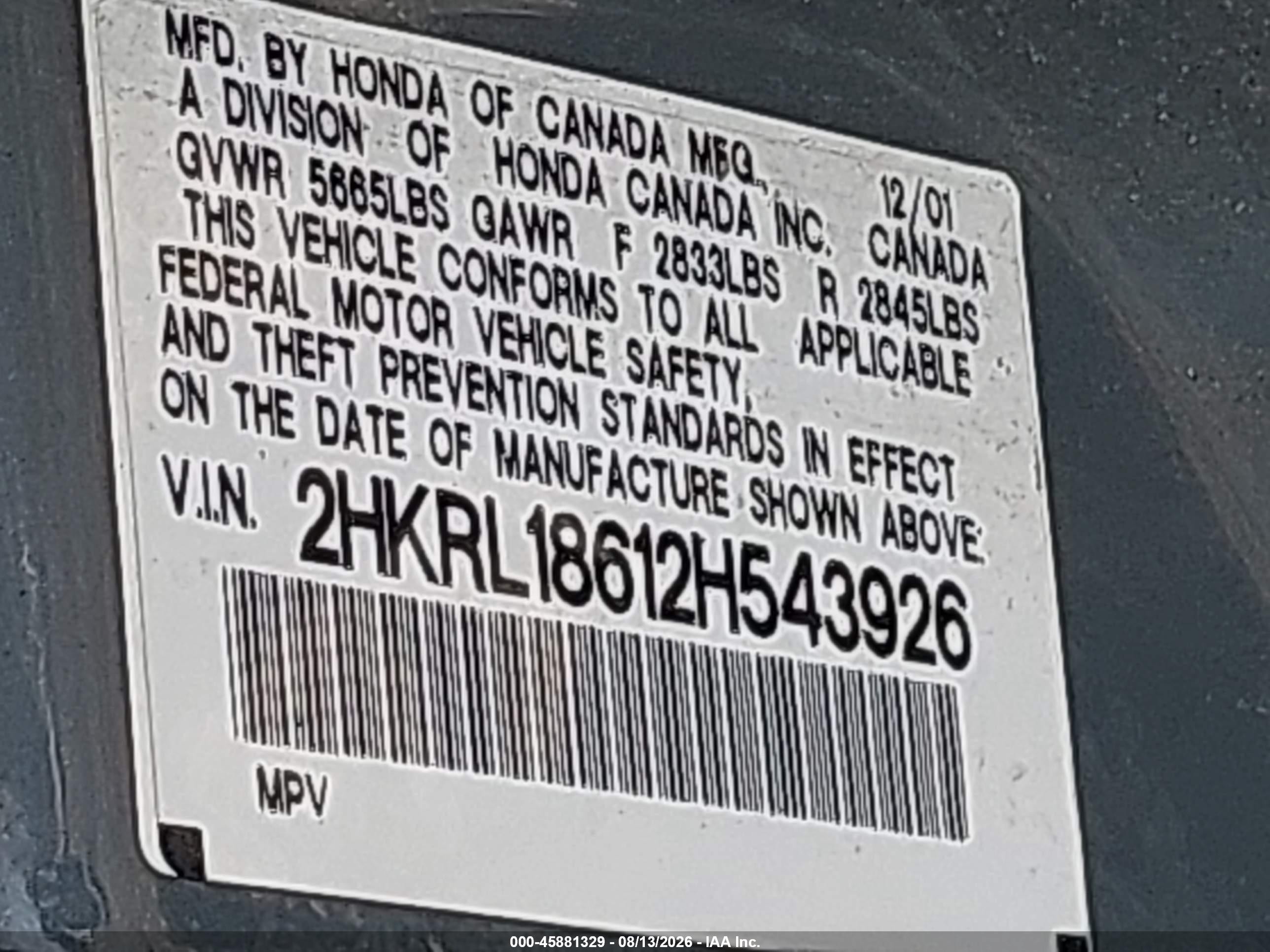 2002 Honda Odyssey Ex Gray vin: 2HKRL18612H543926