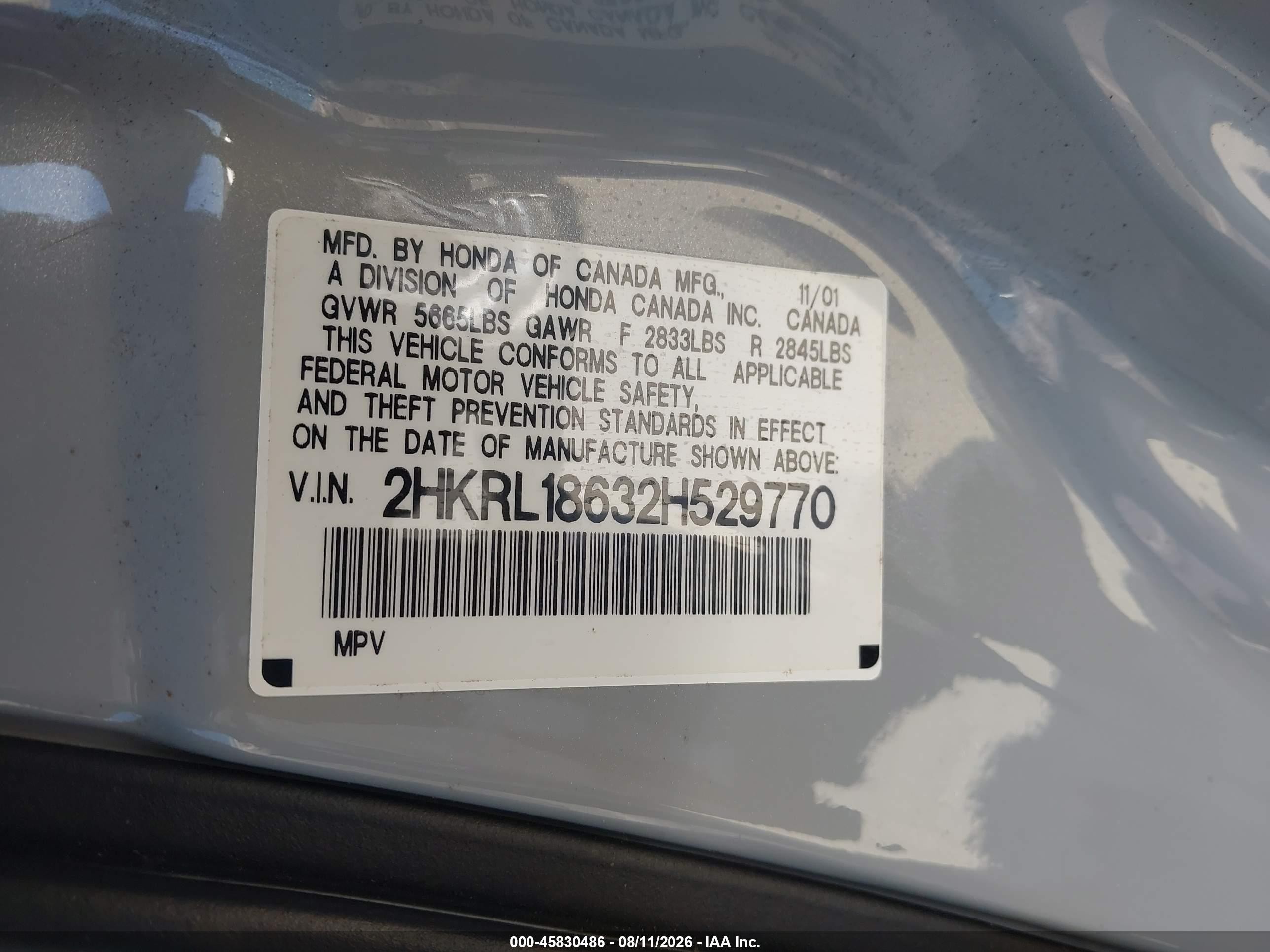 2002 Honda Odyssey Ex Серебряный vin: 2HKRL18632H529770