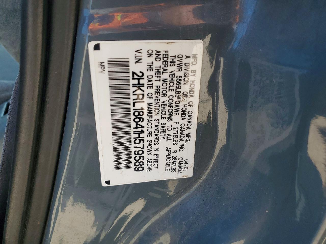 2001 Honda Odyssey Ex Gray vin: 2HKRL18641H579589