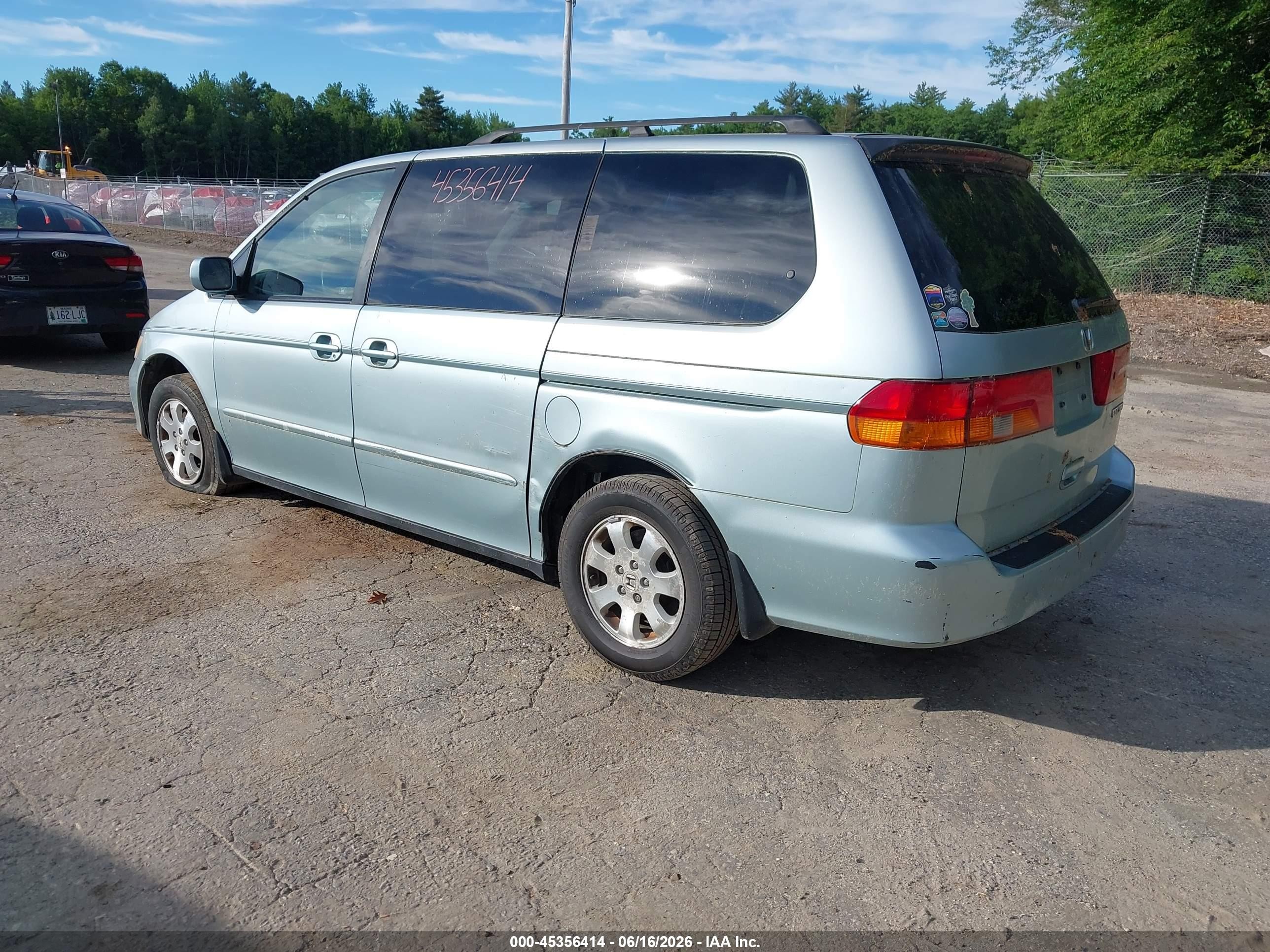 2002 Honda Odyssey Ex Light Blue vin: 2HKRL18642H580498