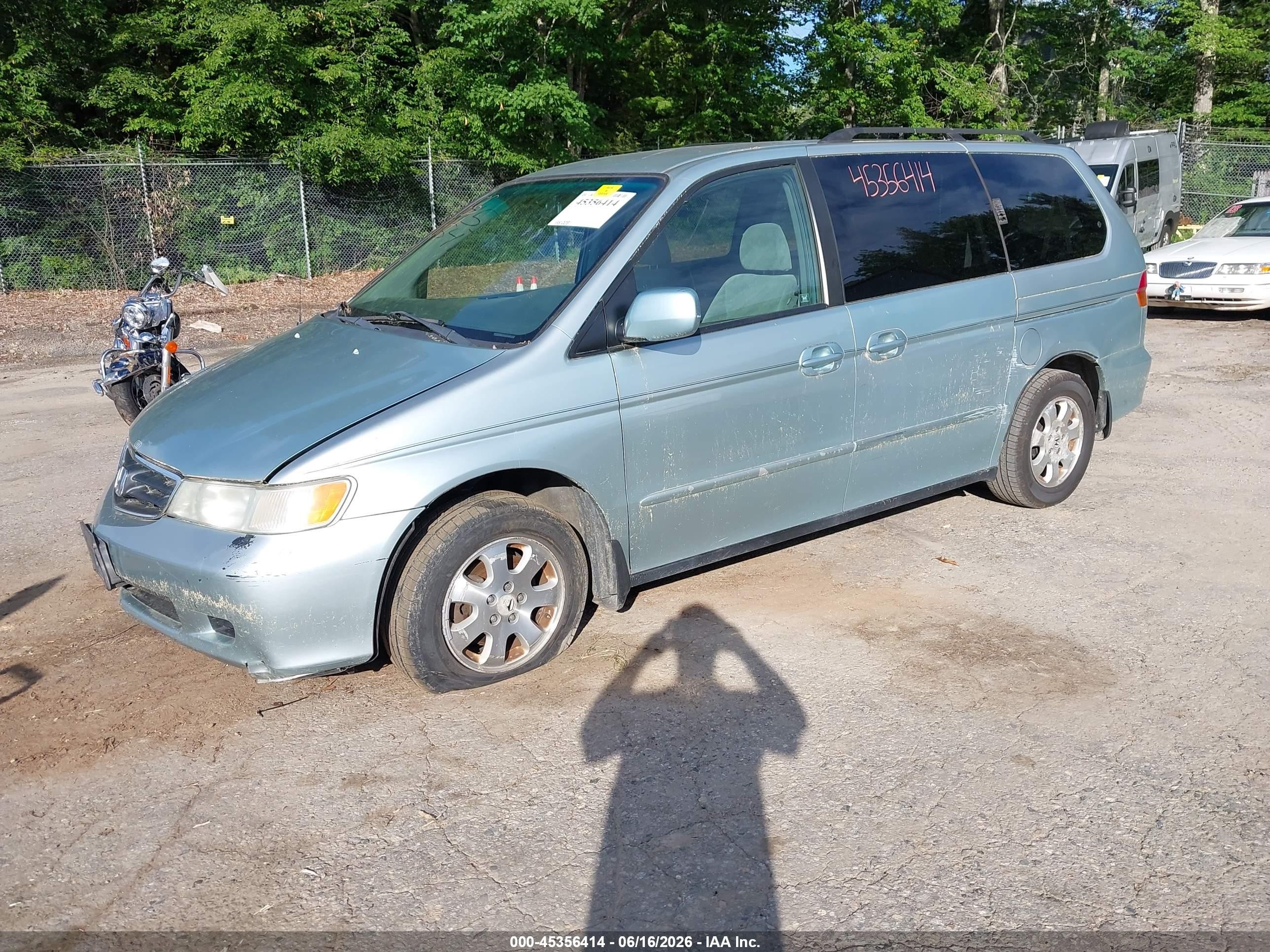 2002 Honda Odyssey Ex Light Blue vin: 2HKRL18642H580498