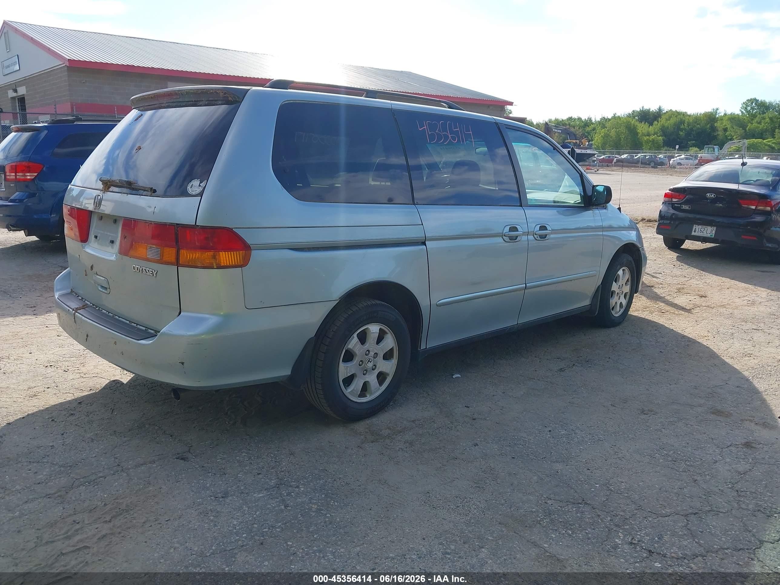 2002 Honda Odyssey Ex Light Blue vin: 2HKRL18642H580498
