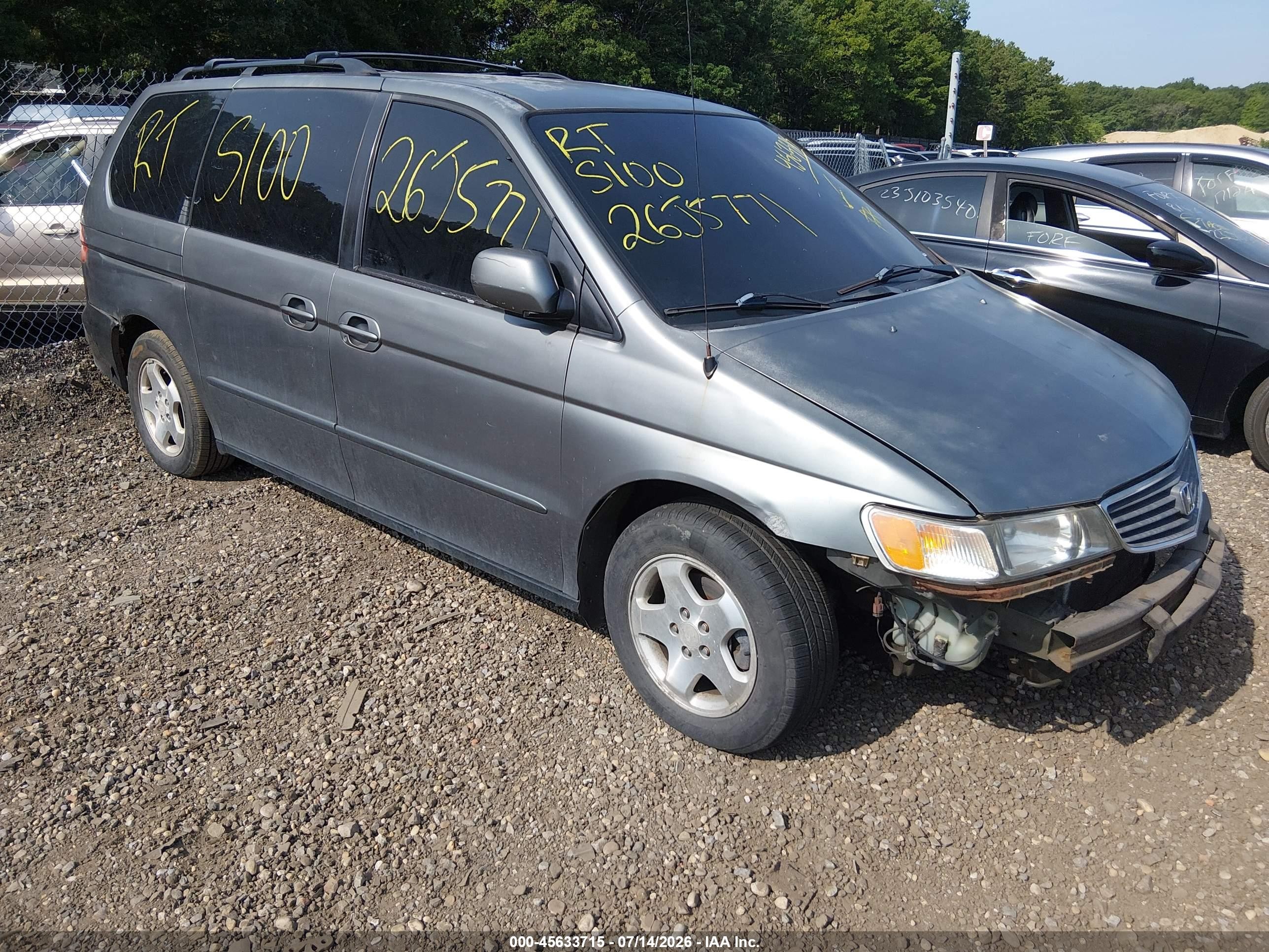 2001 Honda Odyssey Ex Gray vin: 2HKRL18651H621302