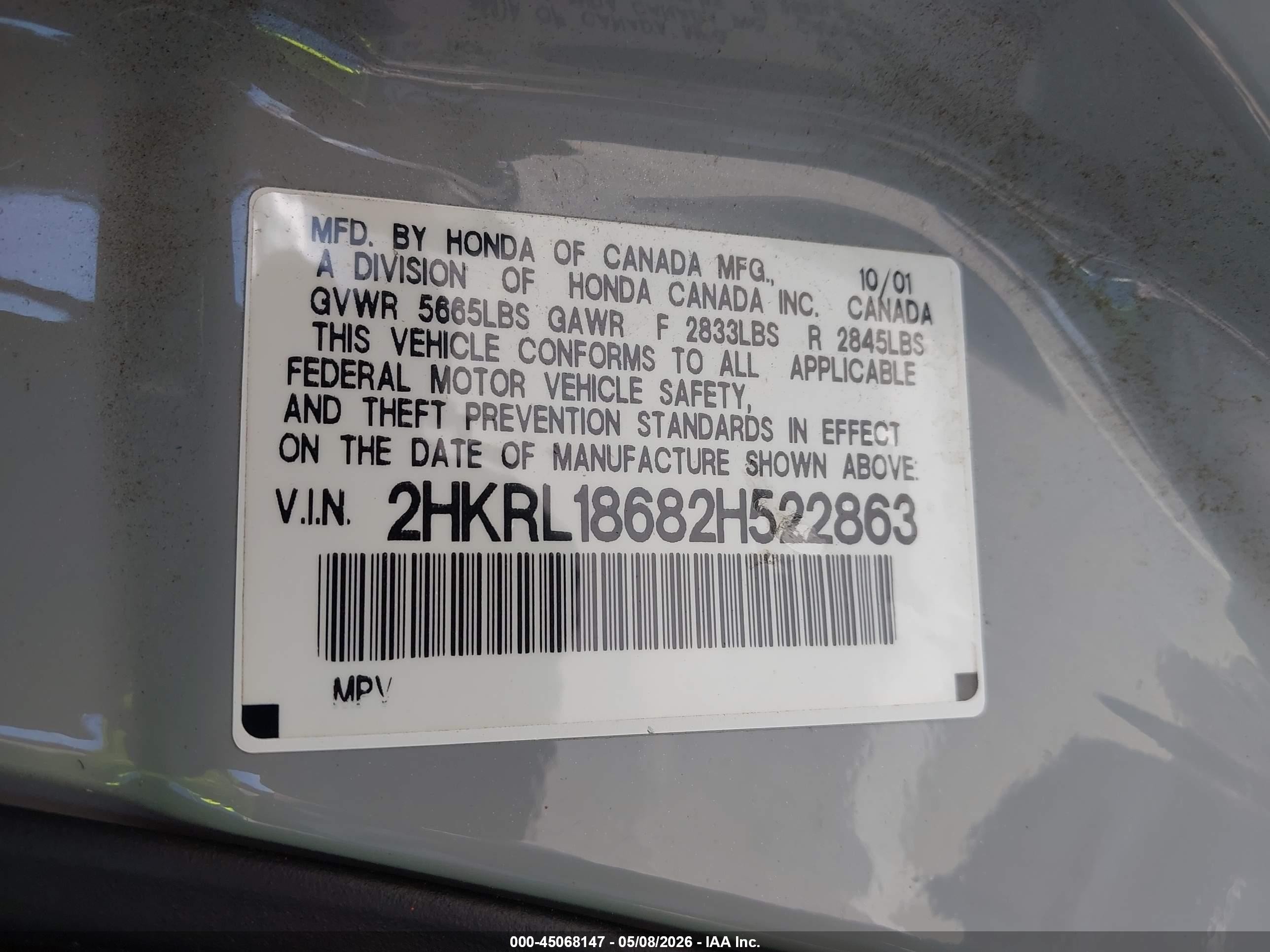 2002 Honda Odyssey Ex Silver vin: 2HKRL18682H522863