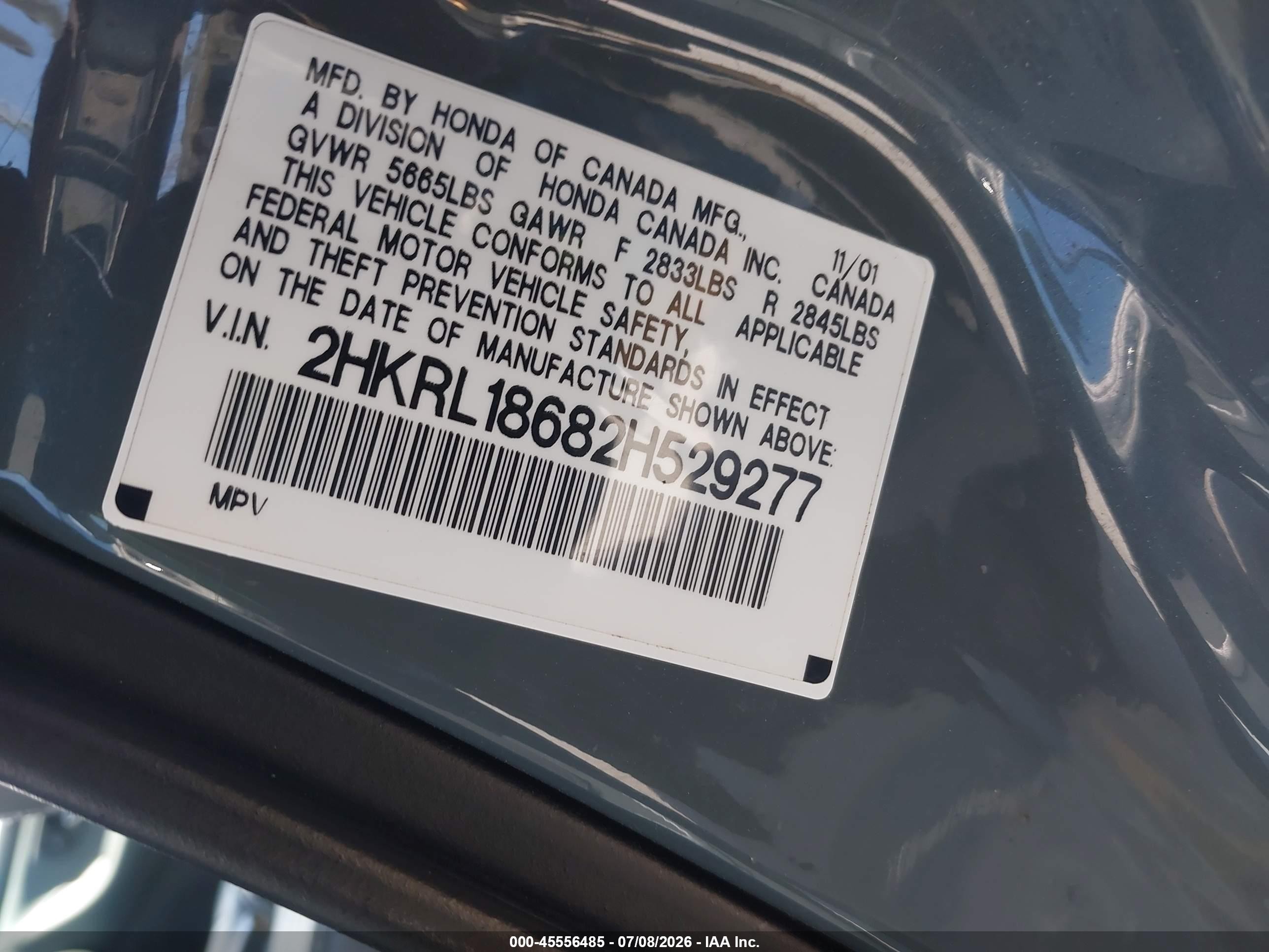 2002 Honda Odyssey Ex Gray vin: 2HKRL18682H529277