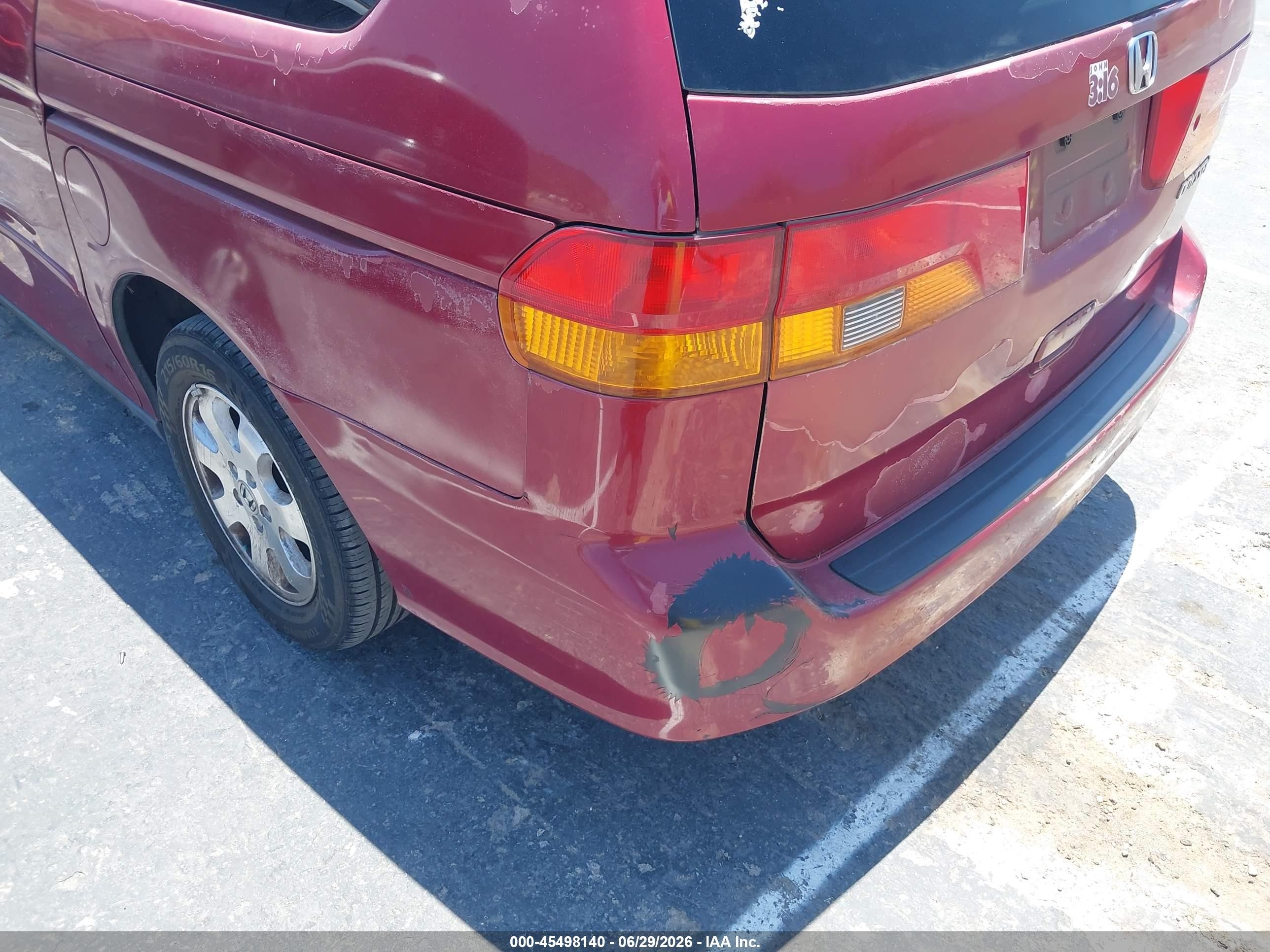 2002 Honda Odyssey Ex-l Red vin: 2HKRL18732H545573