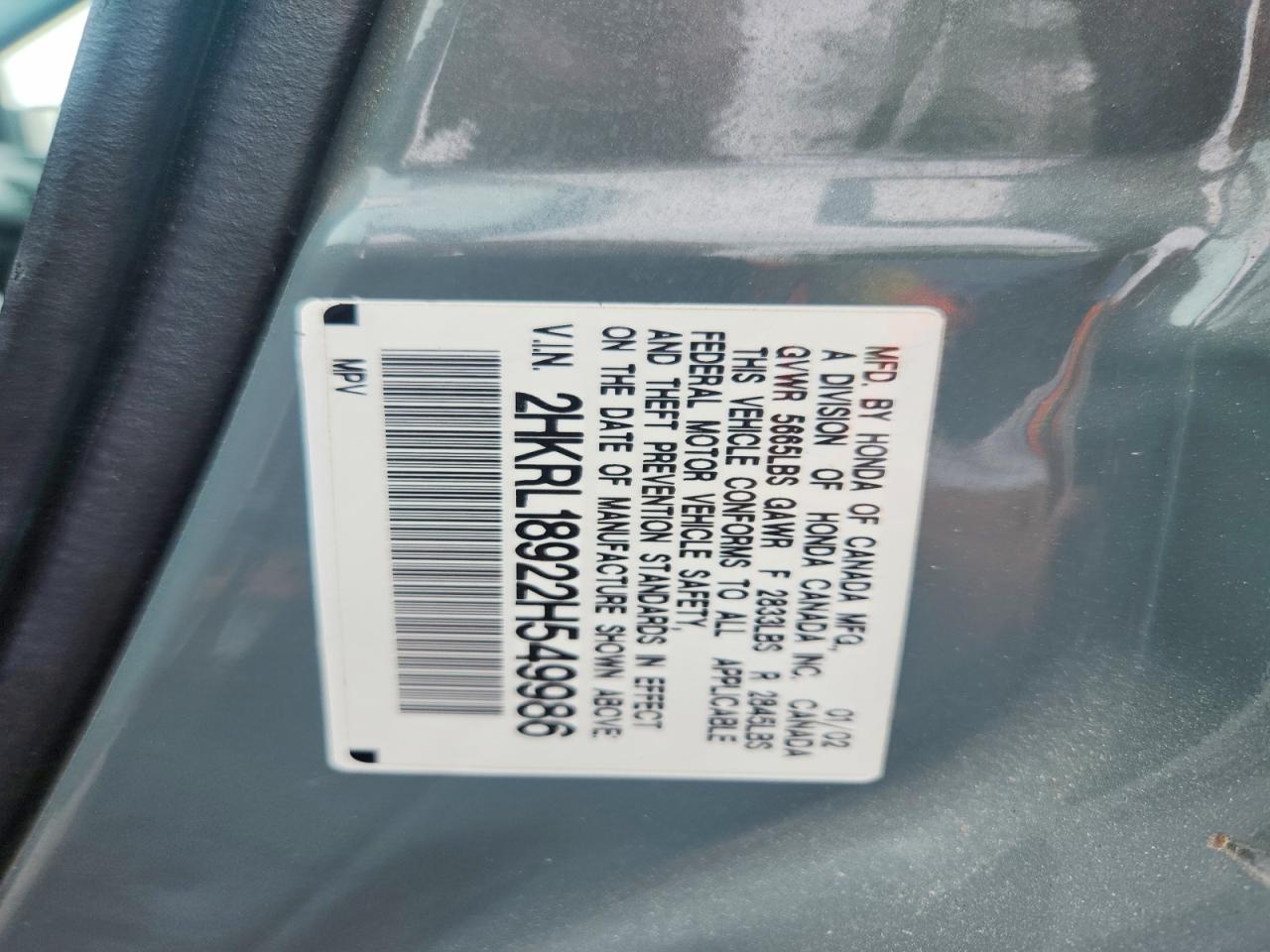 2002 Honda Odyssey Exl Silver vin: 2HKRL18922H549986