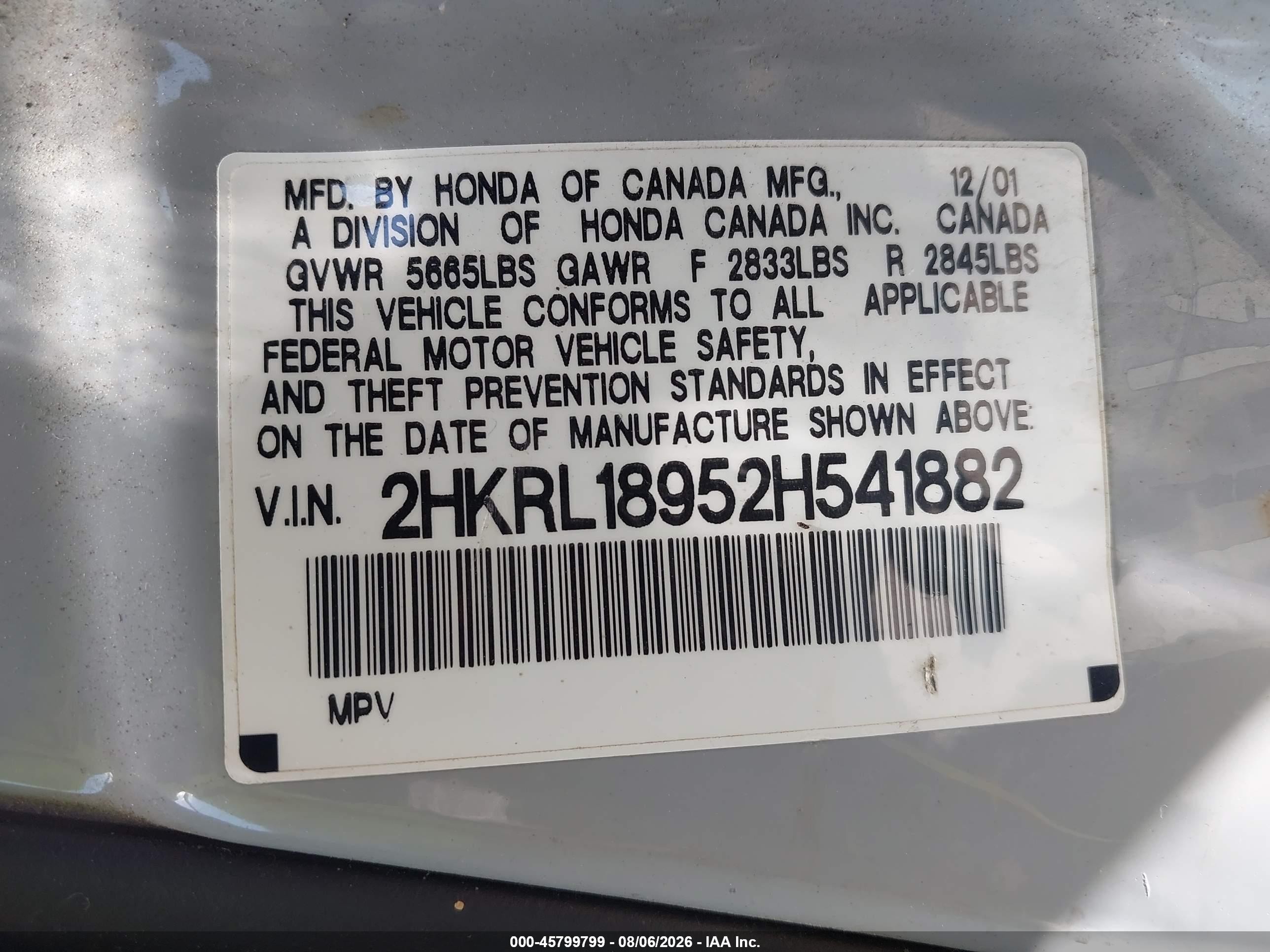 2002 Honda Odyssey Ex-l Silver vin: 2HKRL18952H541882