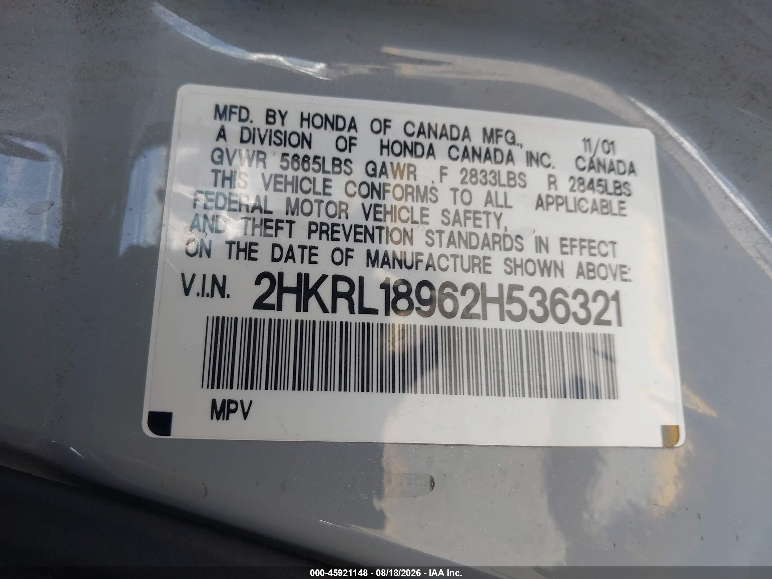 2002 Honda Odyssey Ex-l Silver vin: 2HKRL18962H536321