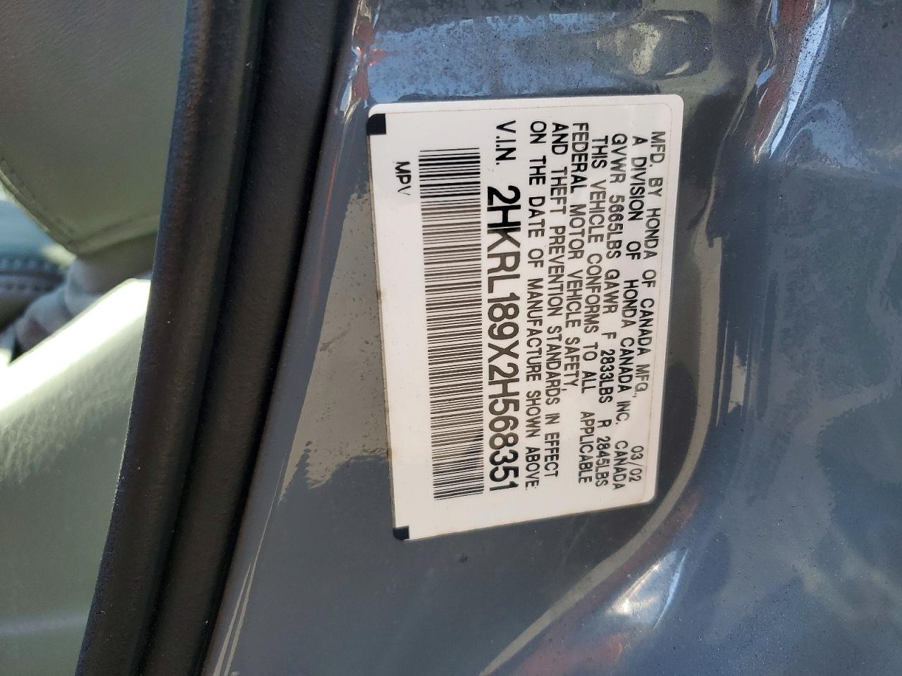 2002 Honda Odyssey Exl Gray vin: 2HKRL189X2H568351