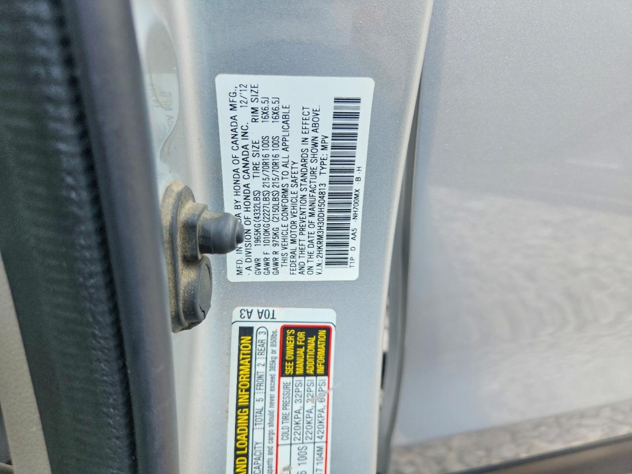 2013 Honda Cr-v Lx Silver vin: 2HKRM3H30DH504813