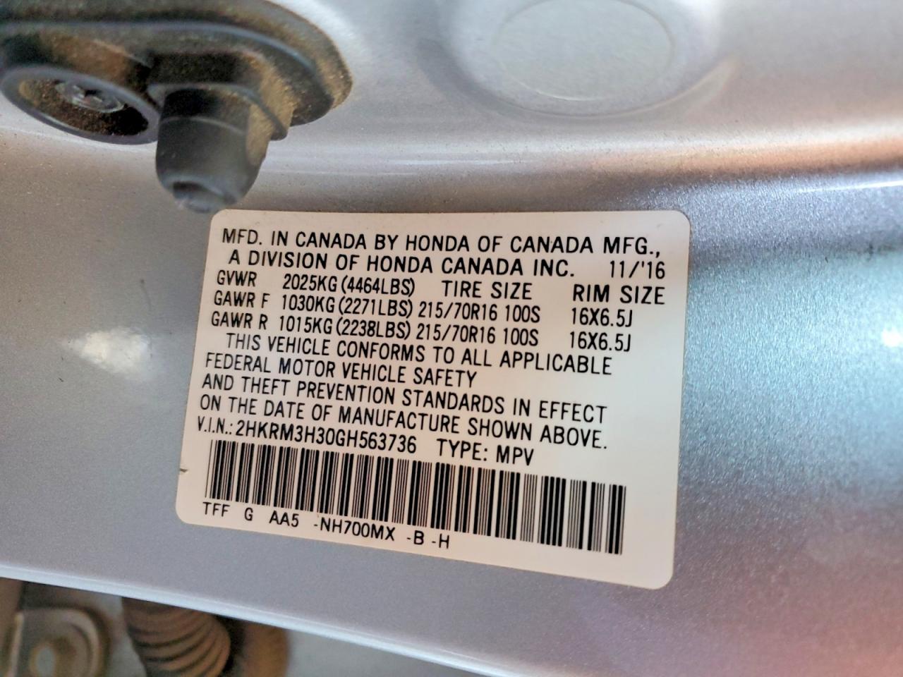 2016 Honda Cr-v Lx Gray vin: 2HKRM3H30GH563736