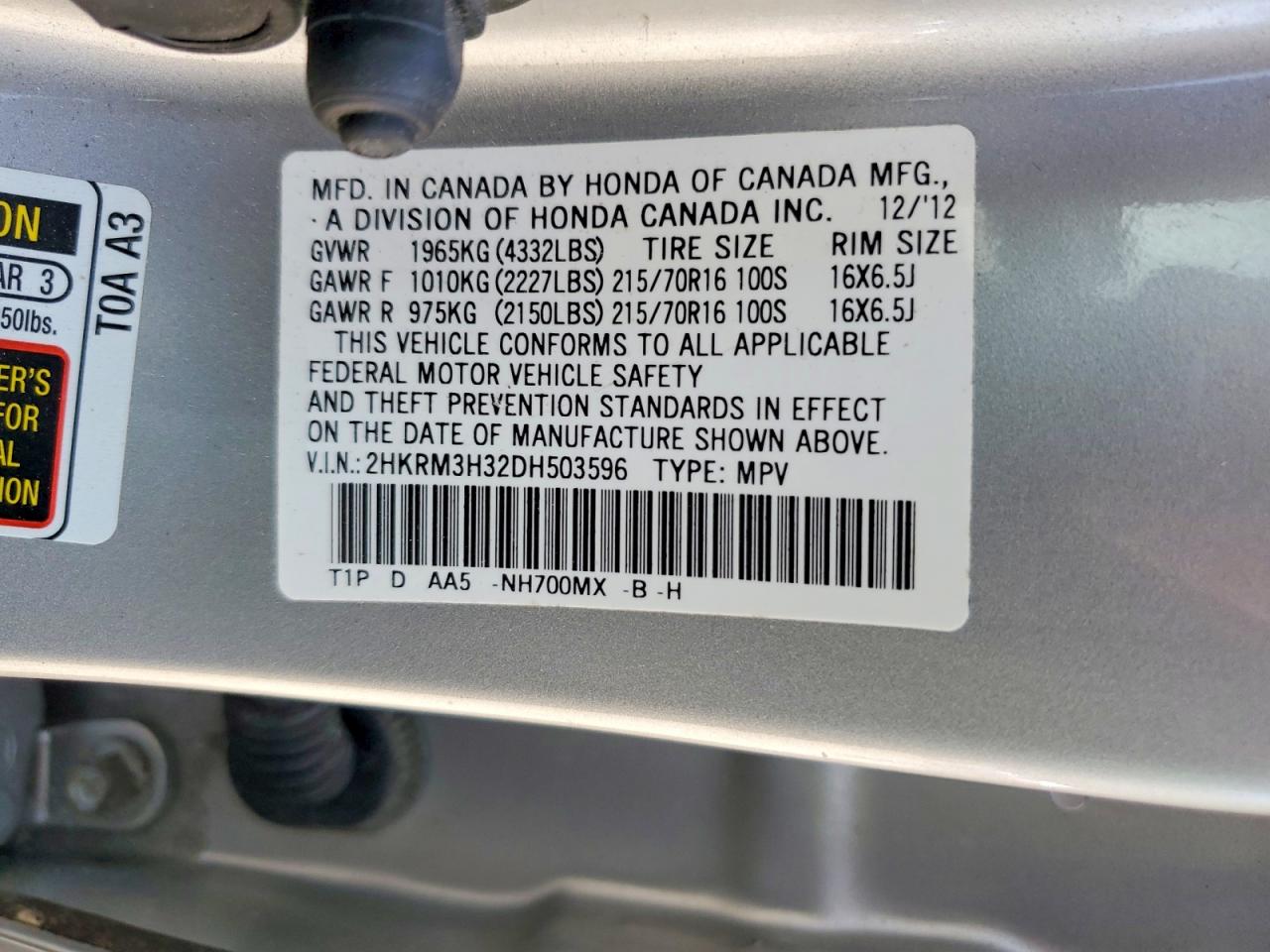 2013 Honda Cr-v Lx Silver vin: 2HKRM3H32DH503596