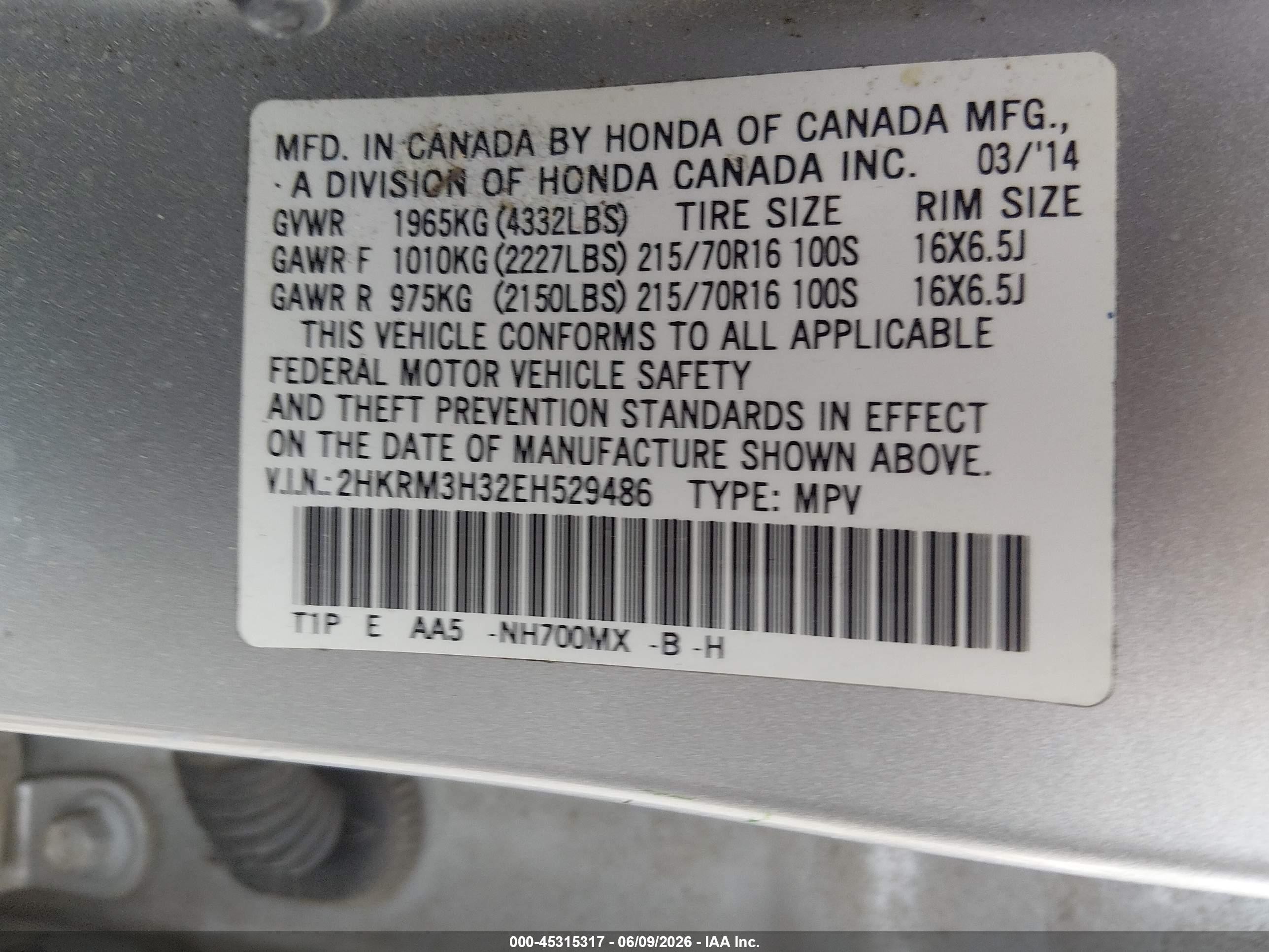 2014 Honda Cr-v Lx Silver vin: 2HKRM3H32EH529486