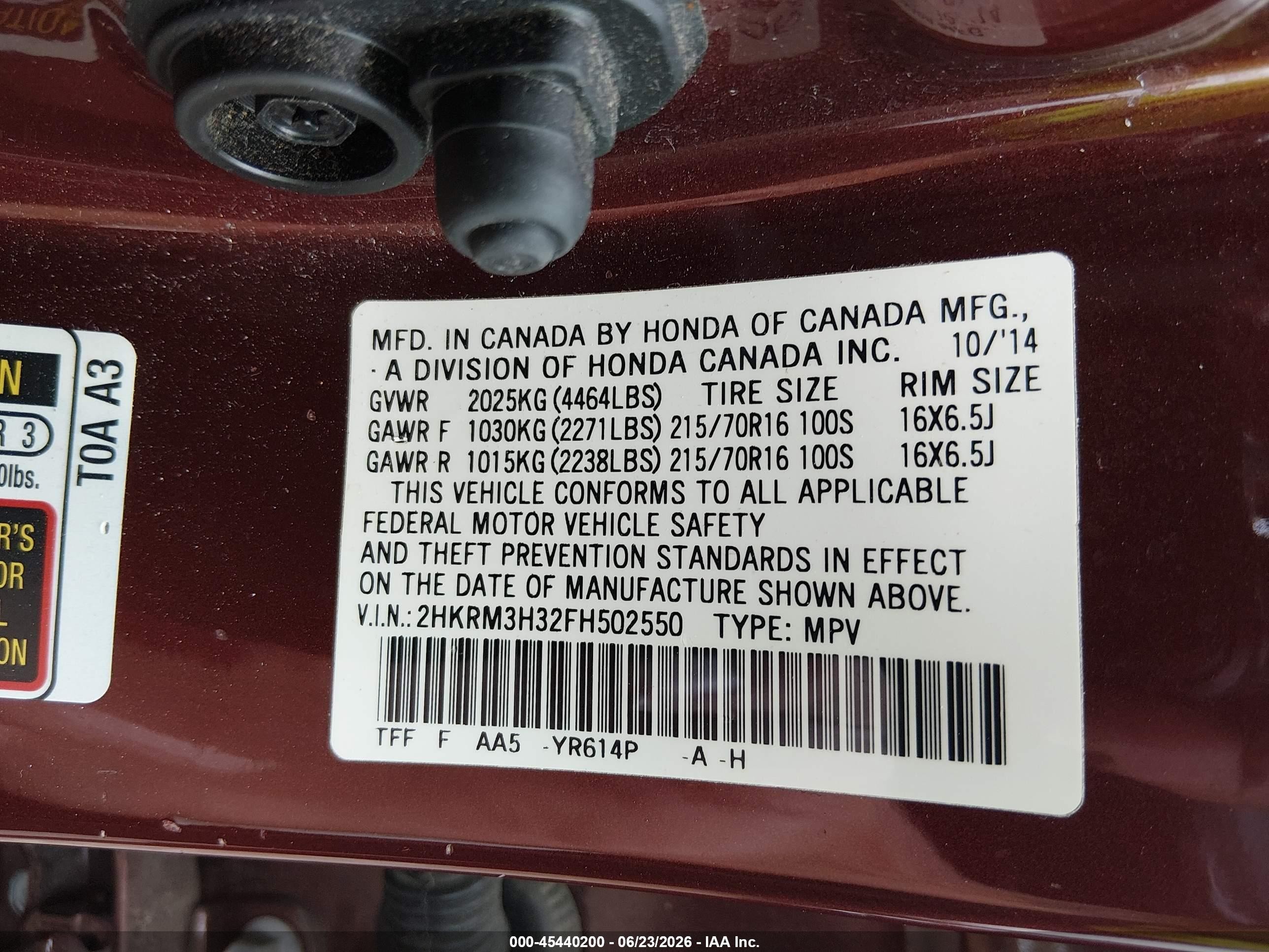 2015 Honda Cr-v Lx Maroon vin: 2HKRM3H32FH502550