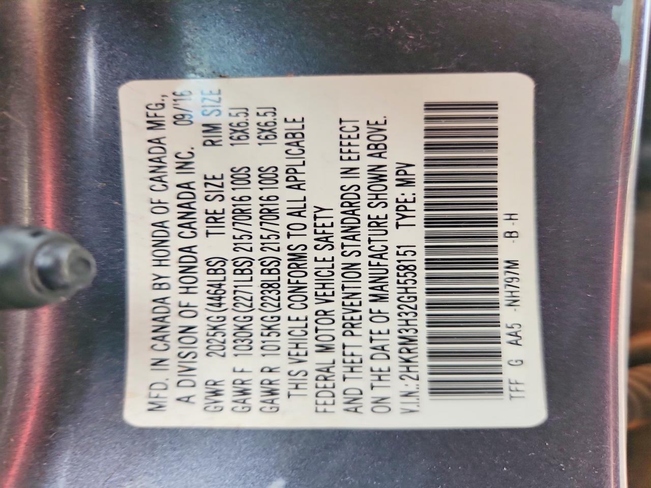 2016 Honda Cr-v Lx Gray vin: 2HKRM3H32GH558151