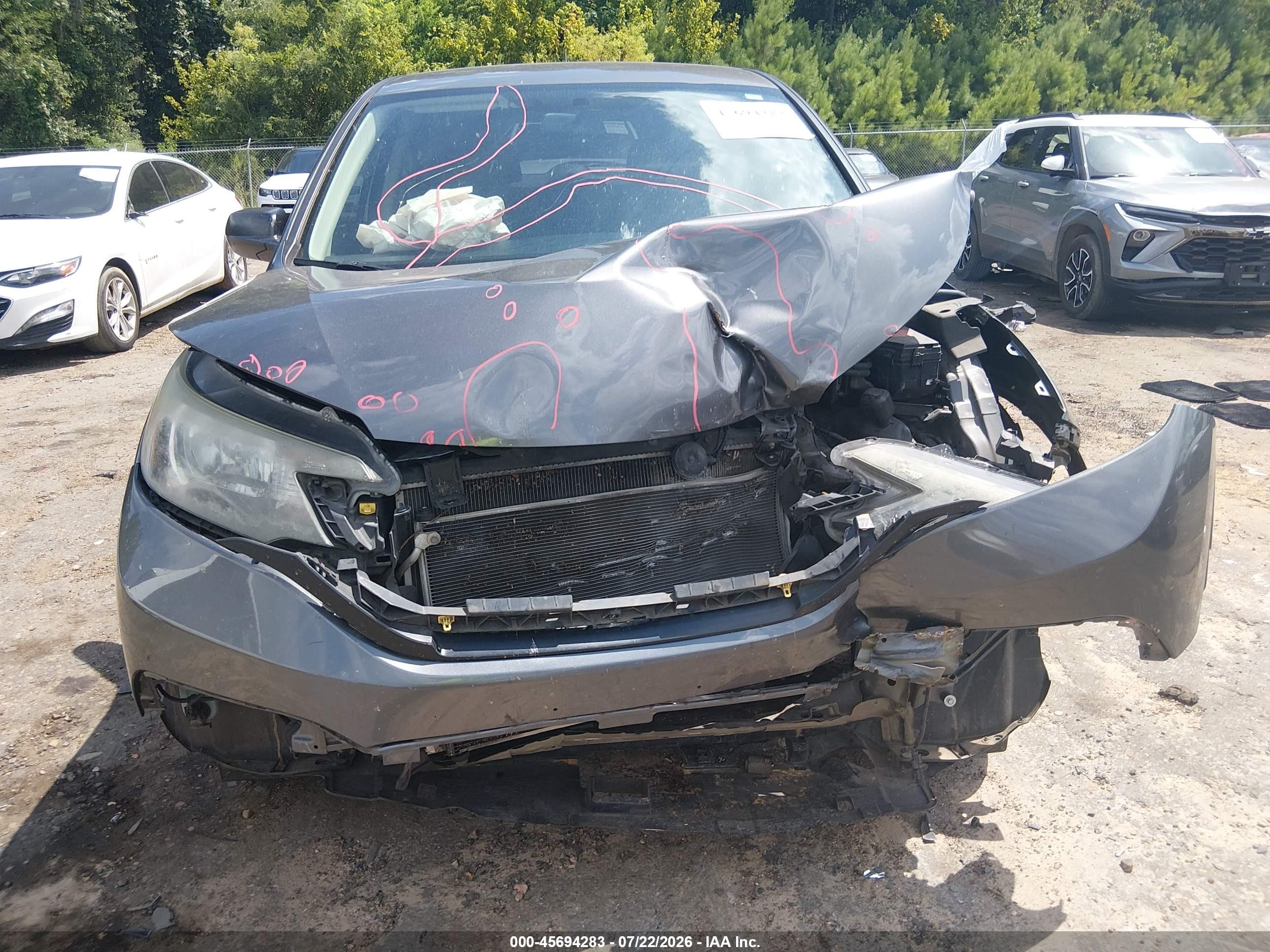 2014 Honda Cr-v Lx Gray vin: 2HKRM3H33EH555997