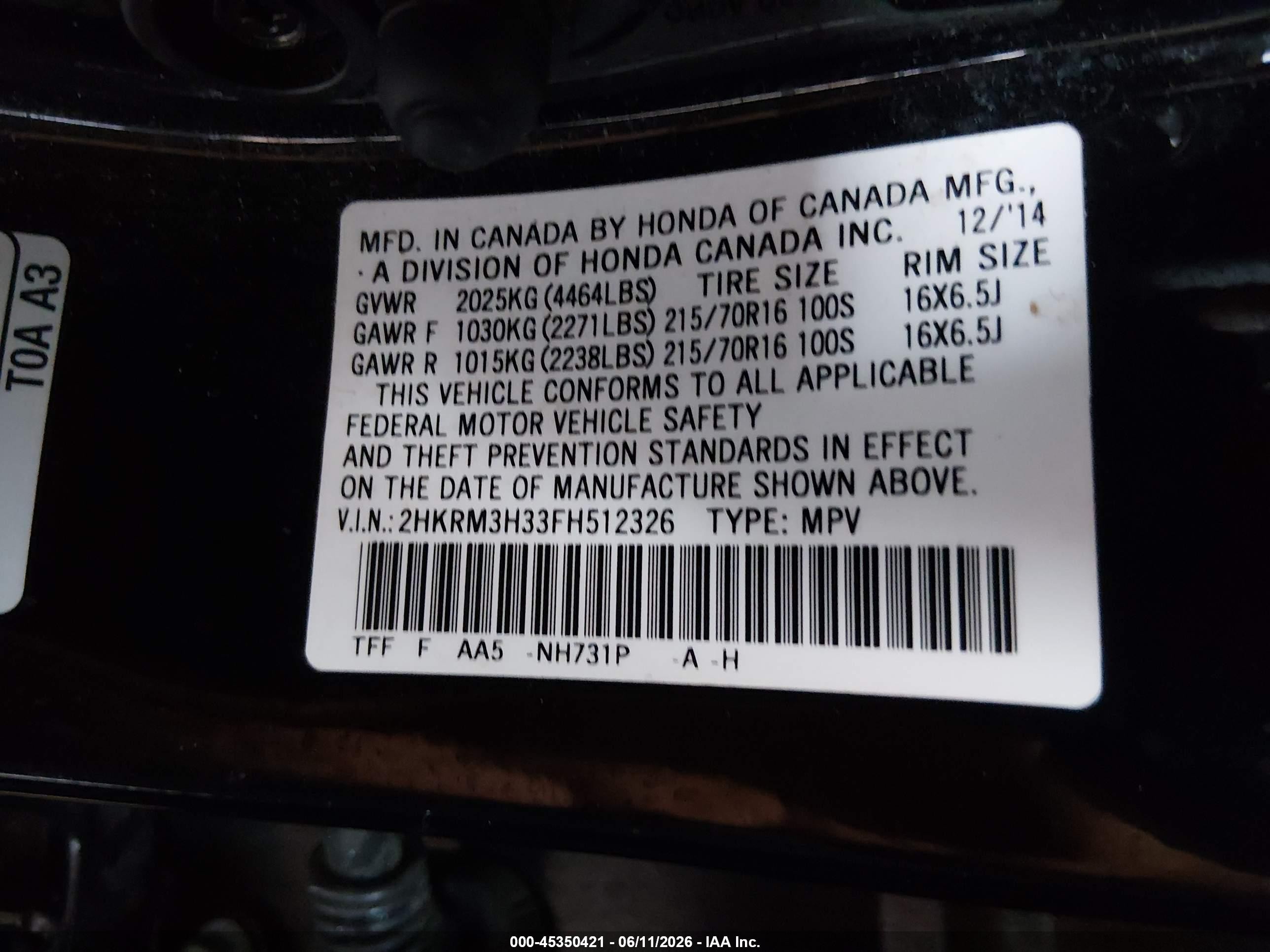 2015 Honda Cr-v Lx Black vin: 2HKRM3H33FH512326