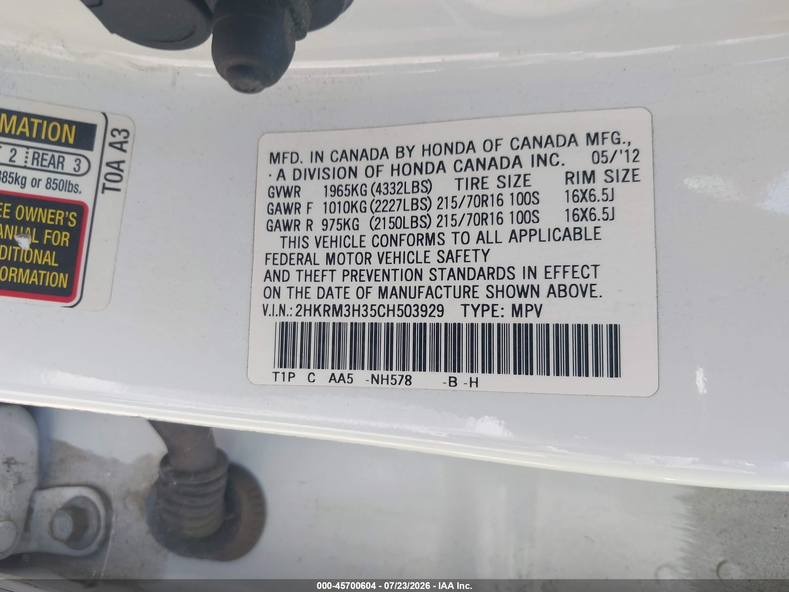 2012 Honda Cr-v Lx White vin: 2HKRM3H35CH503929