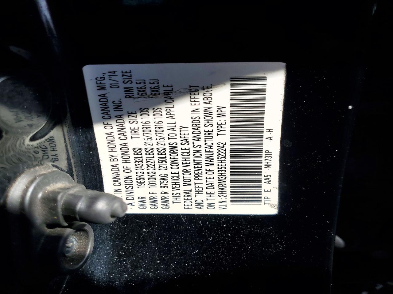 2014 Honda Cr-v Lx Black vin: 2HKRM3H35EH522242