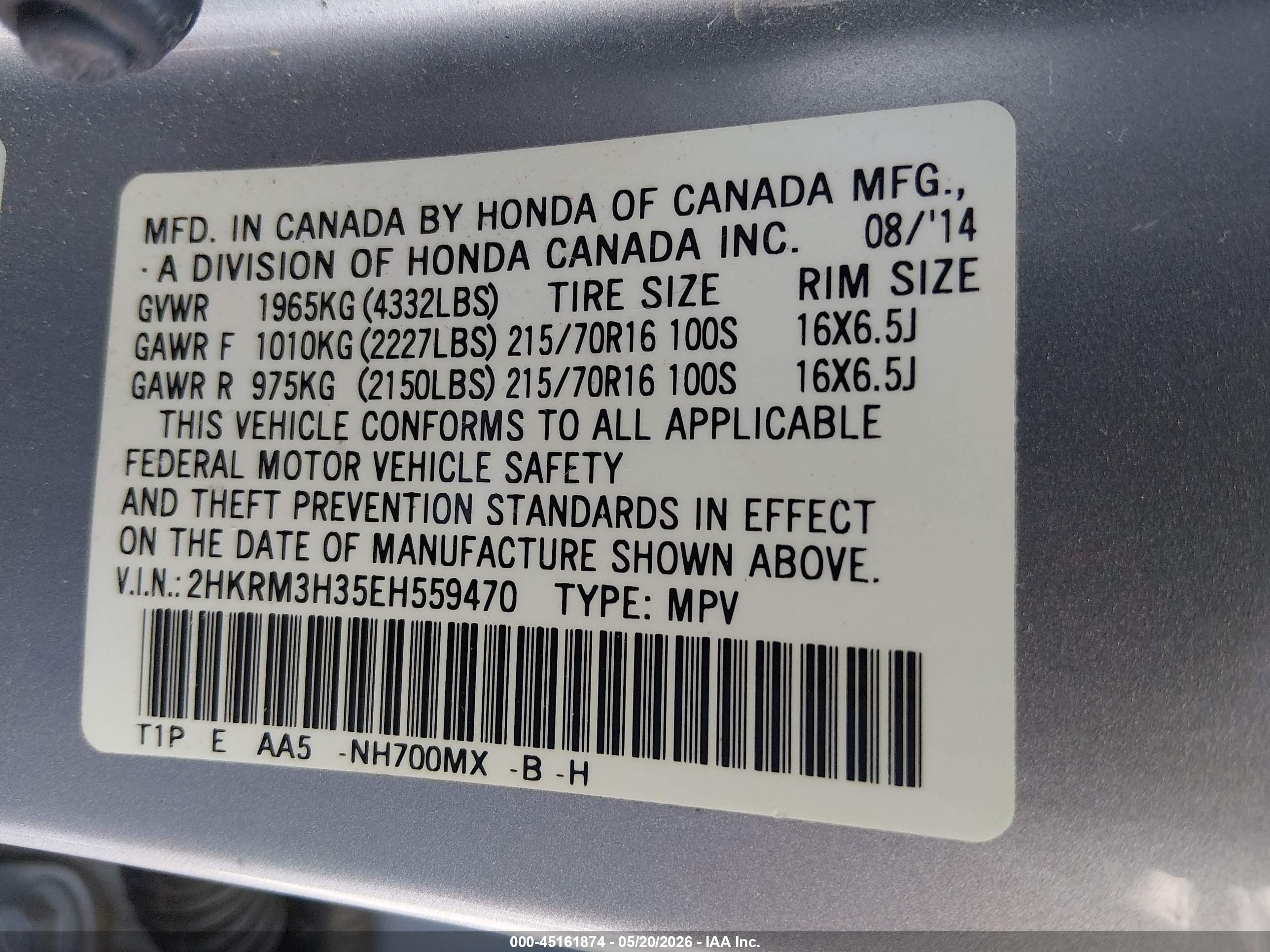 2014 Honda Cr-v Lx Silver vin: 2HKRM3H35EH559470