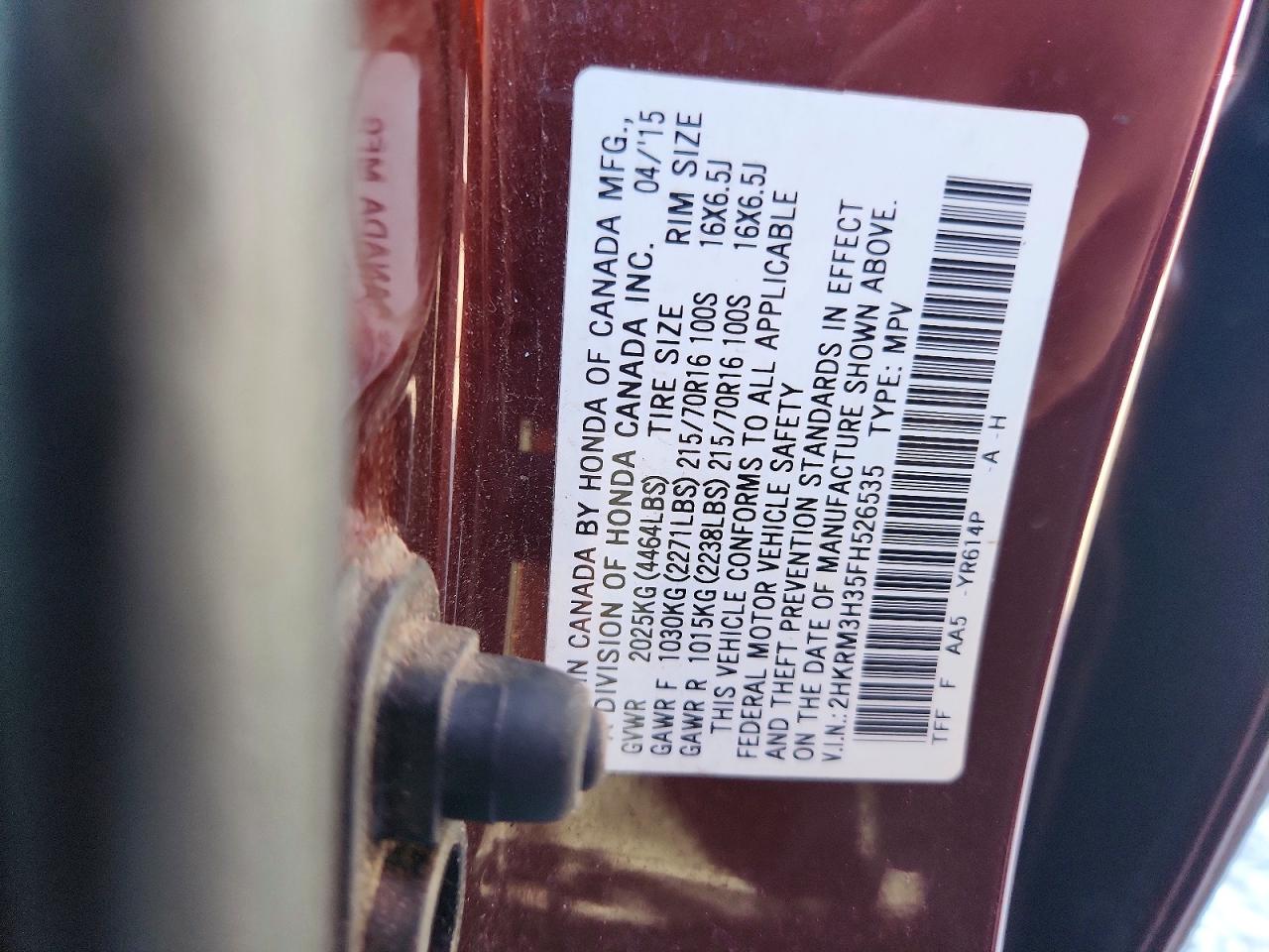 2015 Honda Cr-v Lx Maroon vin: 2HKRM3H35FH526535