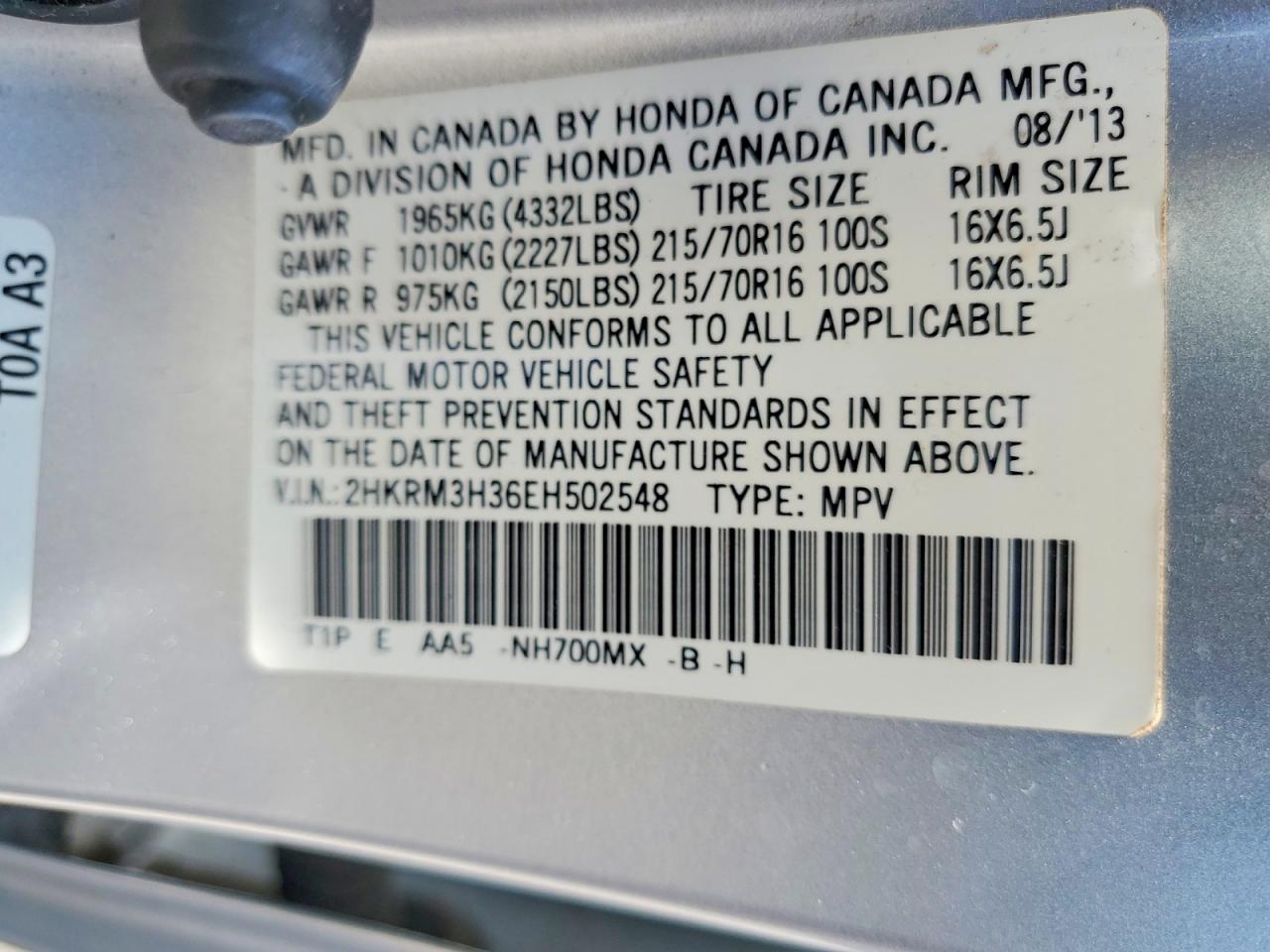 2014 Honda Cr-v Lx Silver vin: 2HKRM3H36EH502548