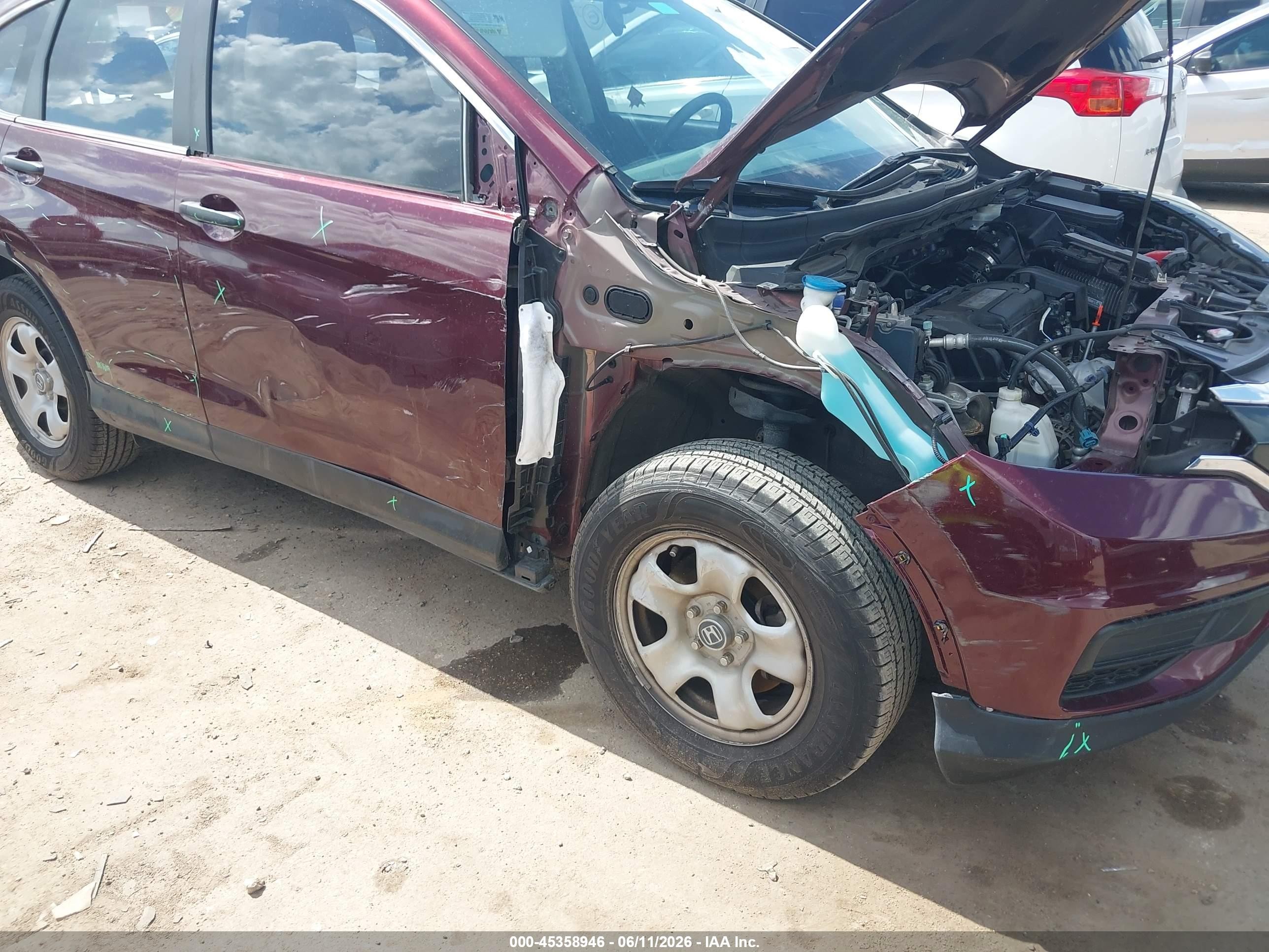 2015 Honda Cr-v Lx Burgundy vin: 2HKRM3H36FH553162