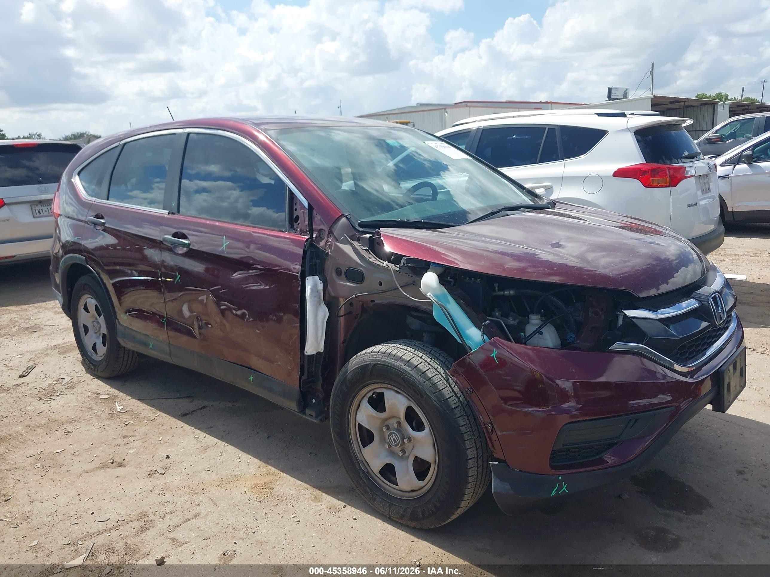 2015 Honda Cr-v Lx Burgundy vin: 2HKRM3H36FH553162