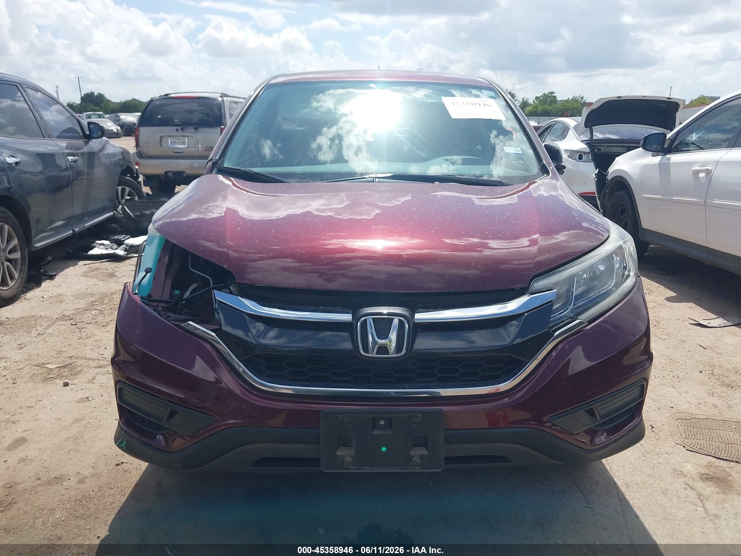 2015 Honda Cr-v Lx Burgundy vin: 2HKRM3H36FH553162