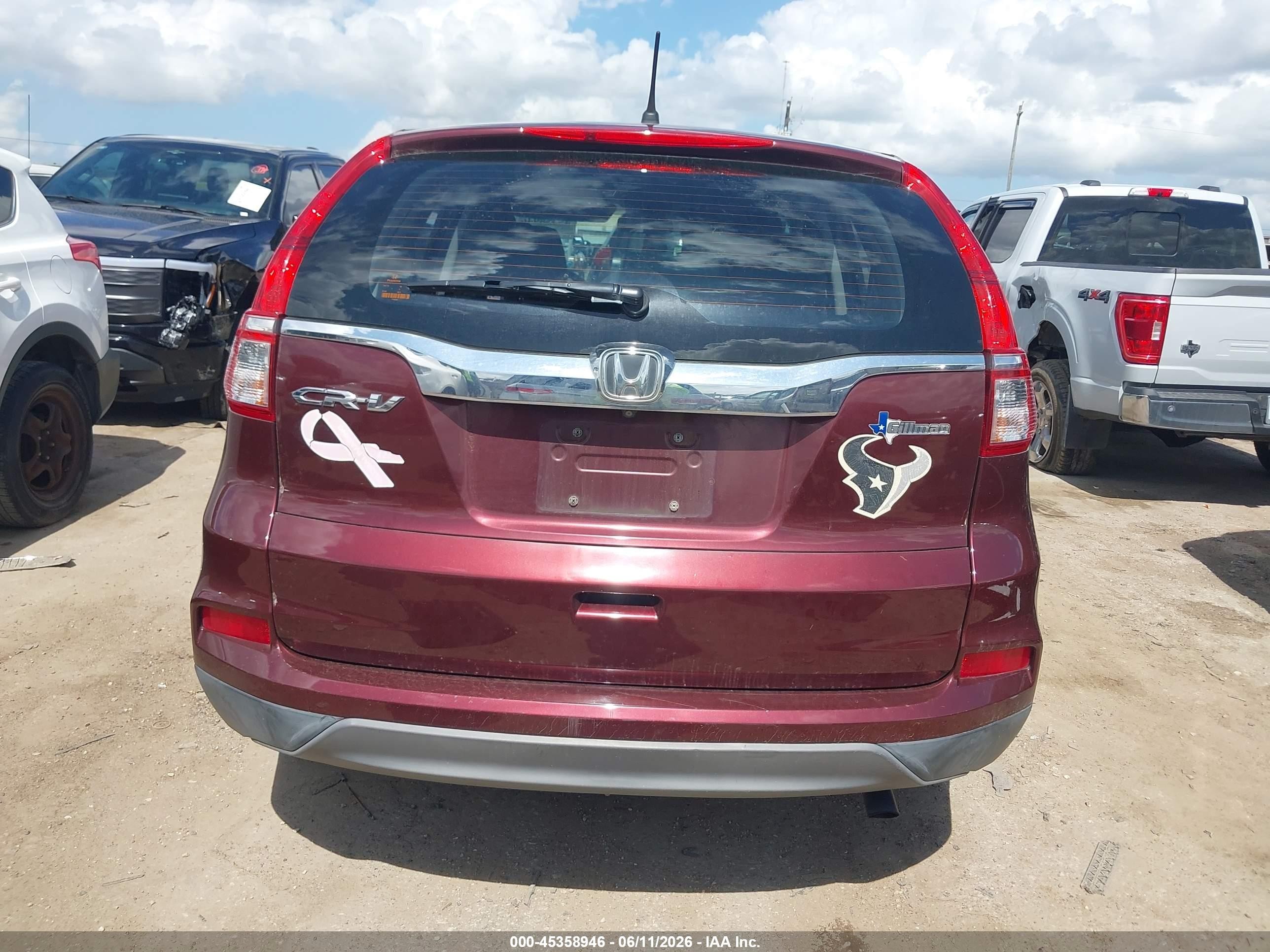 2015 Honda Cr-v Lx Burgundy vin: 2HKRM3H36FH553162